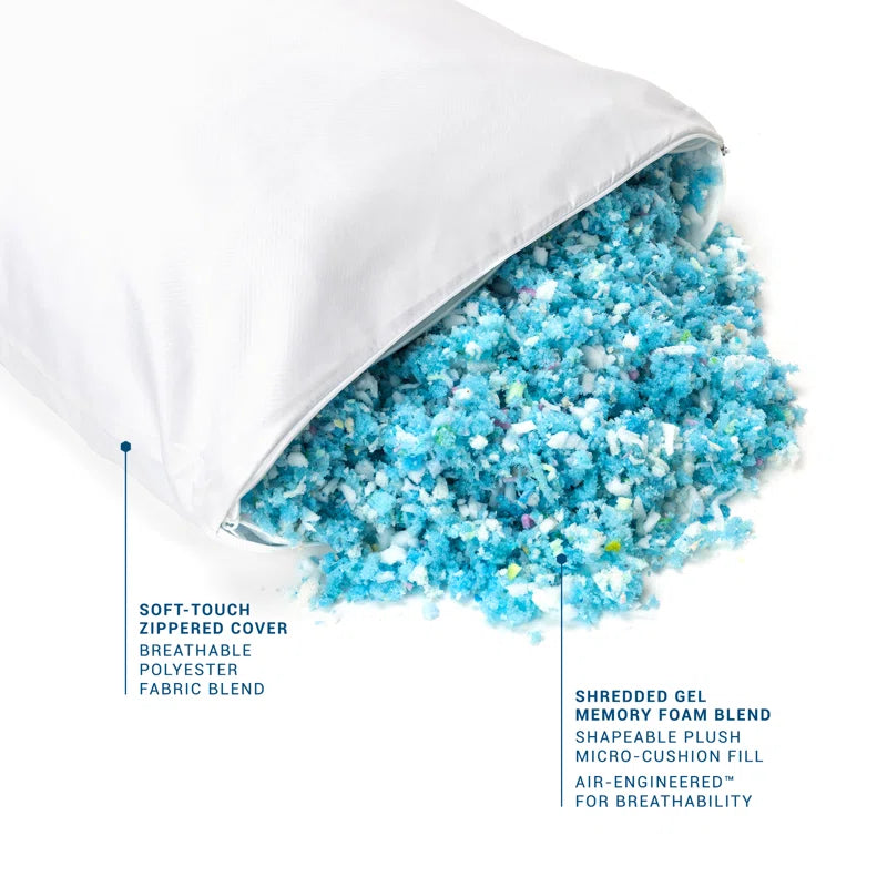 Kabir Shredded (12x20) Memory Foam Pillows (Pack of 2)