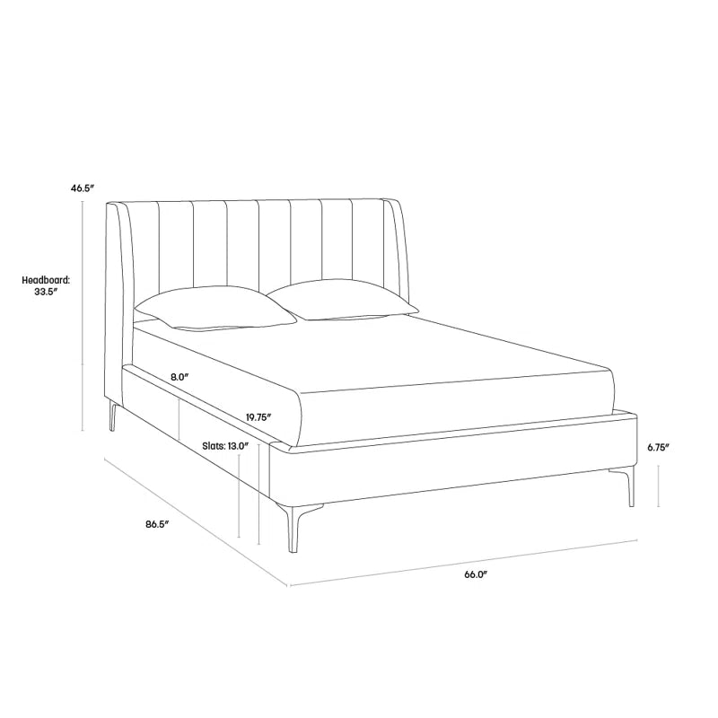 Vitta Fabric King Size Bed In Light Blue Colour - Febonic Living