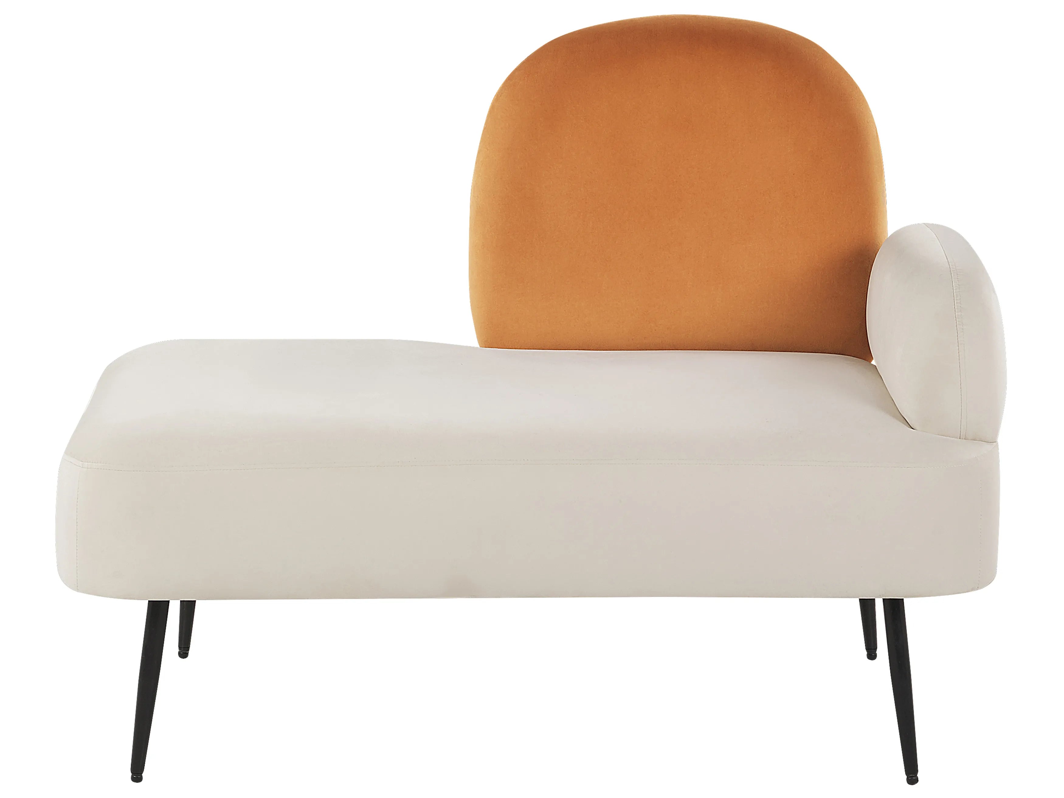 Minch Velvet LHS Chaise Lounger In Warm White And Yam Orange Colour