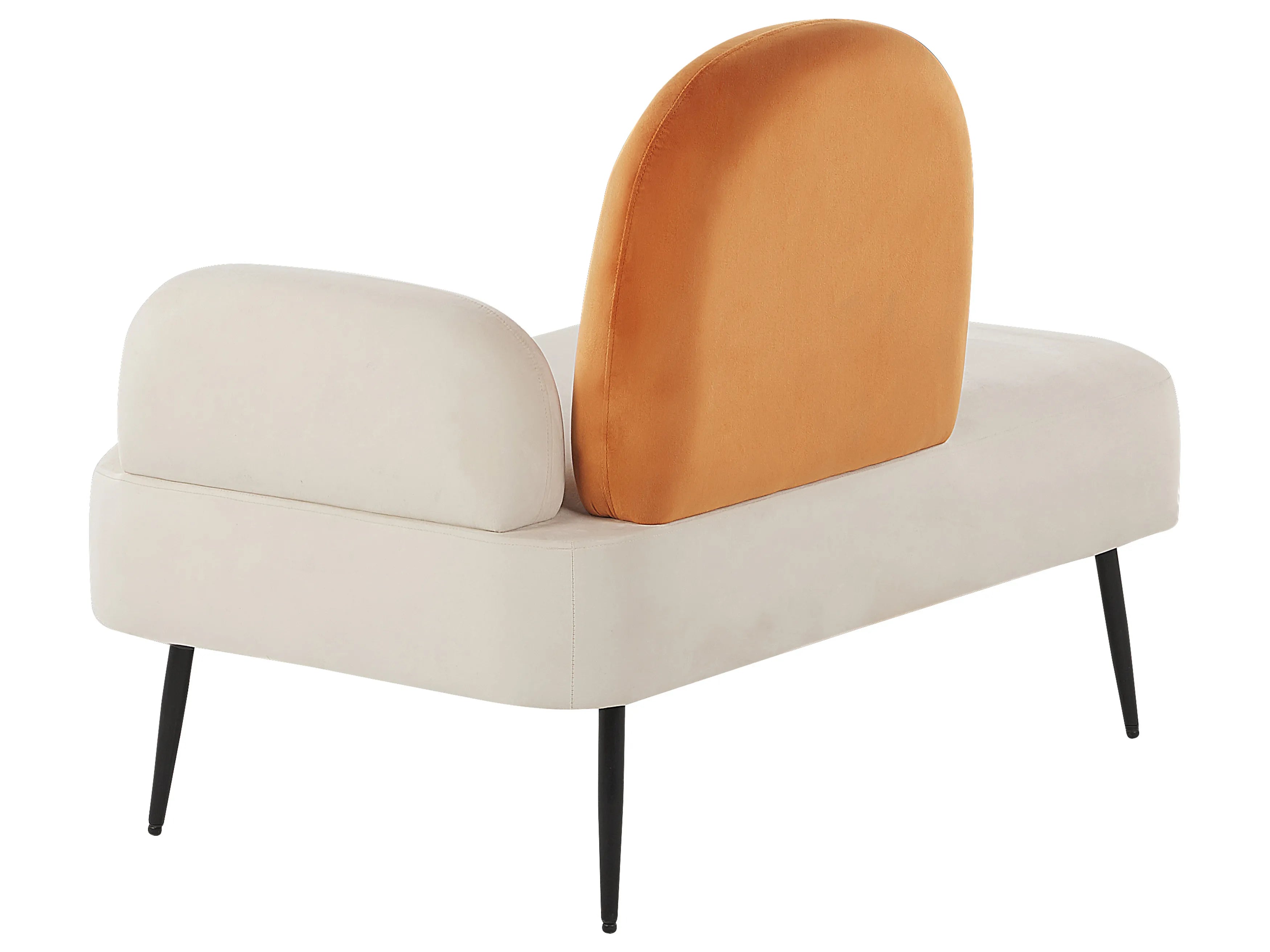 Minch Velvet LHS Chaise Lounger In Warm White And Yam Orange Colour