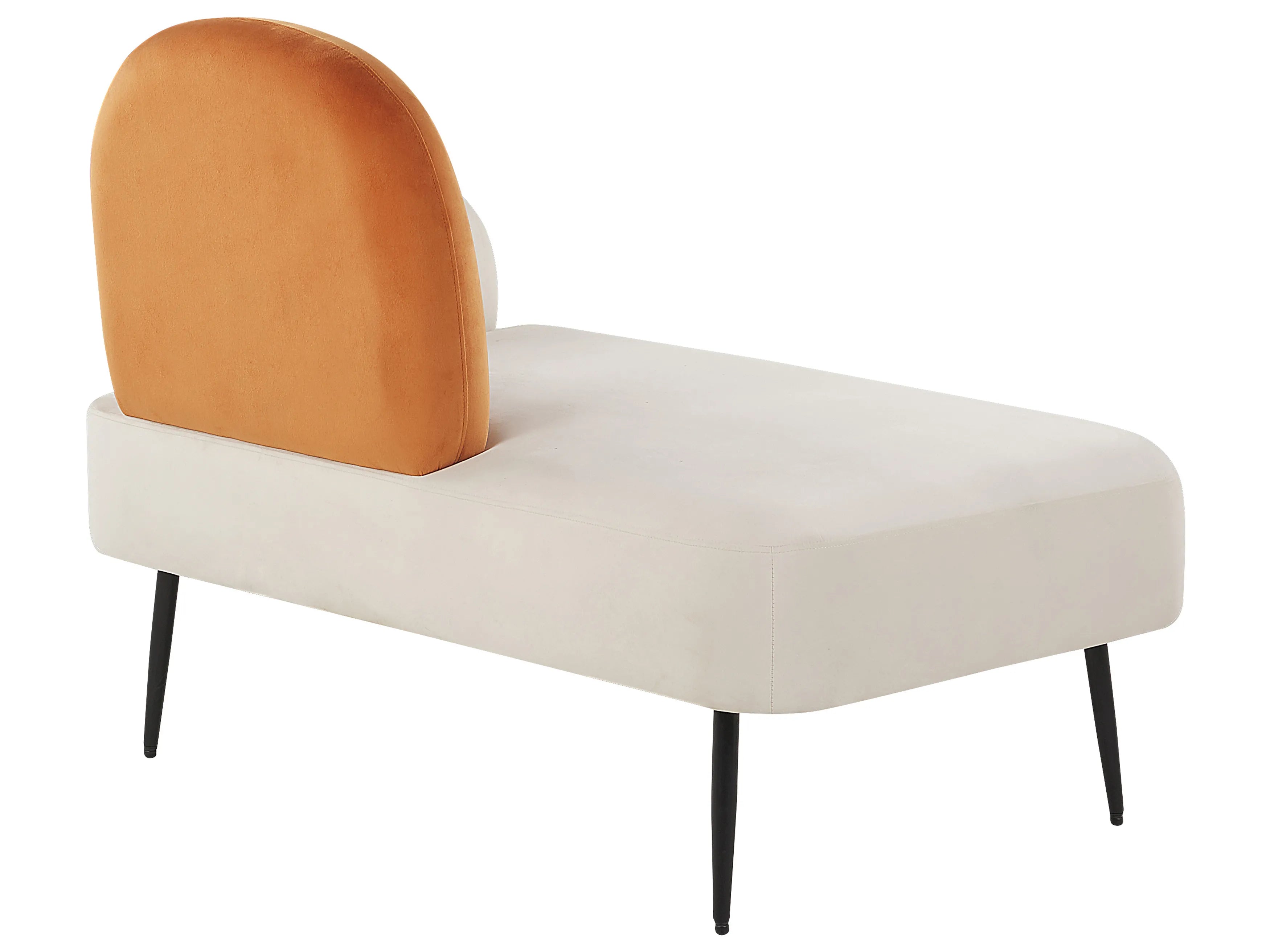 Minch Velvet LHS Chaise Lounger In Warm White And Yam Orange Colour