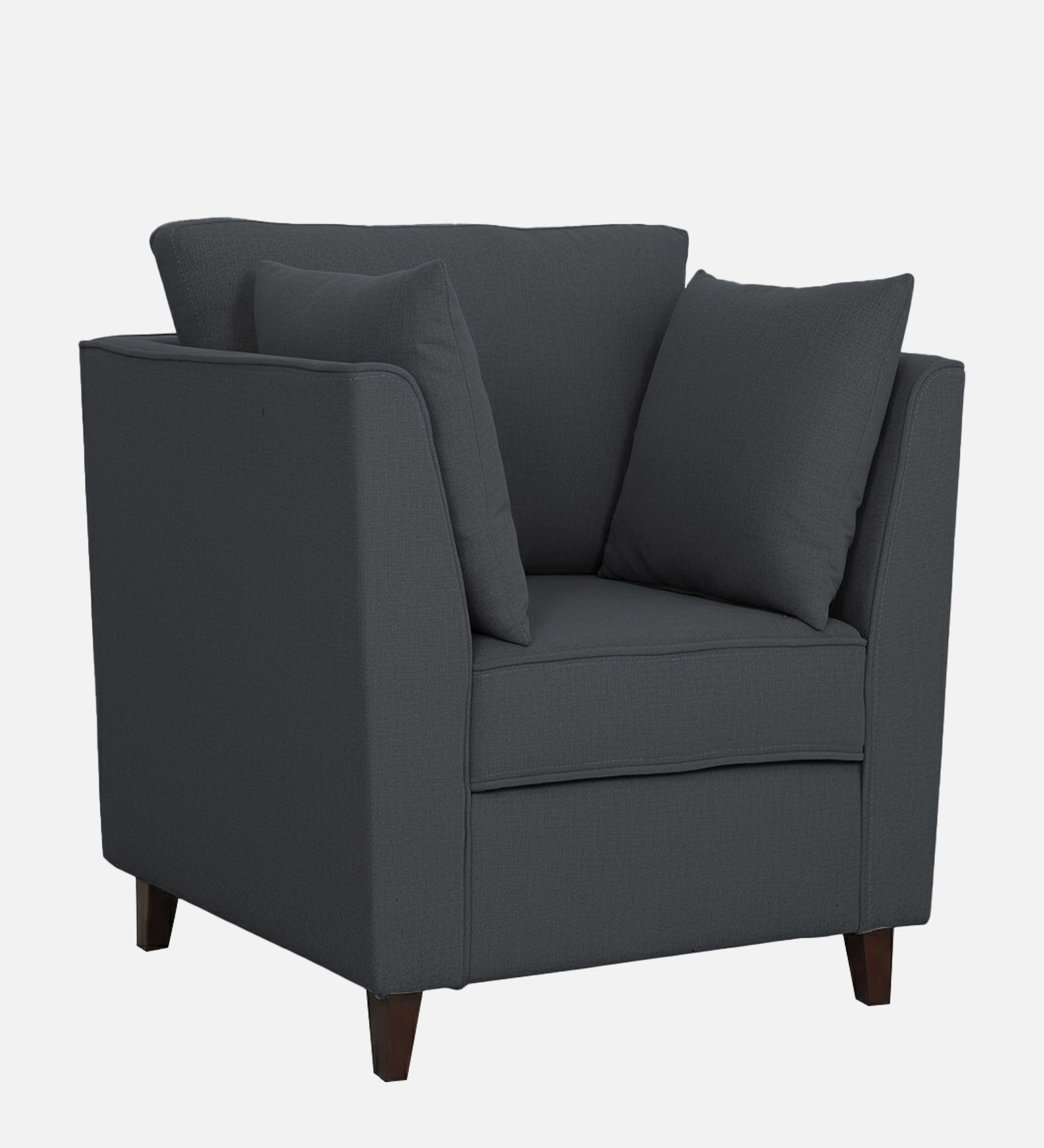 Miranda Fabric 1 Seater Sofa In Charcoal Grey Colour