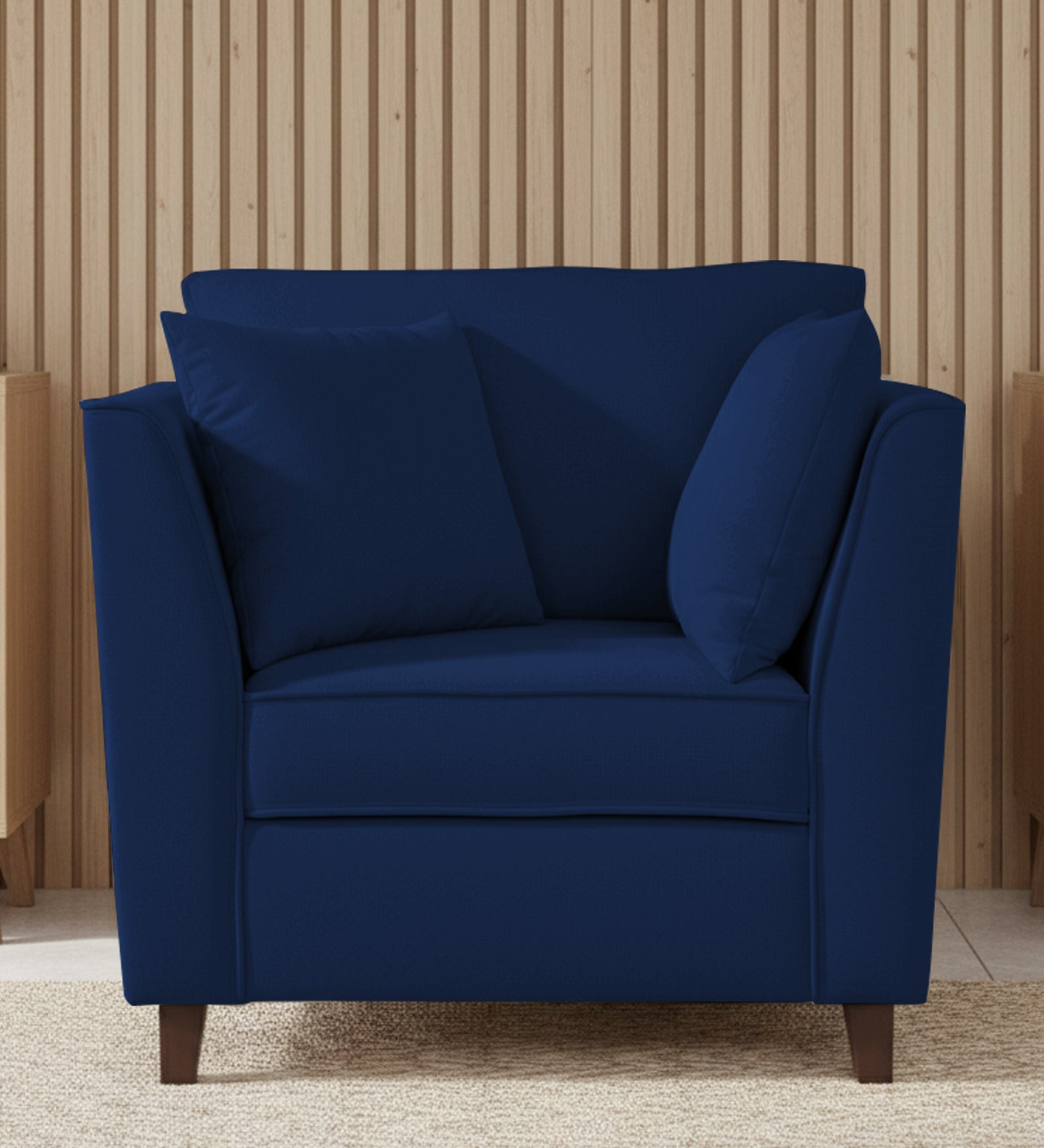 Miranda Fabric 1 Seater Sofa In Royal Blue Colour