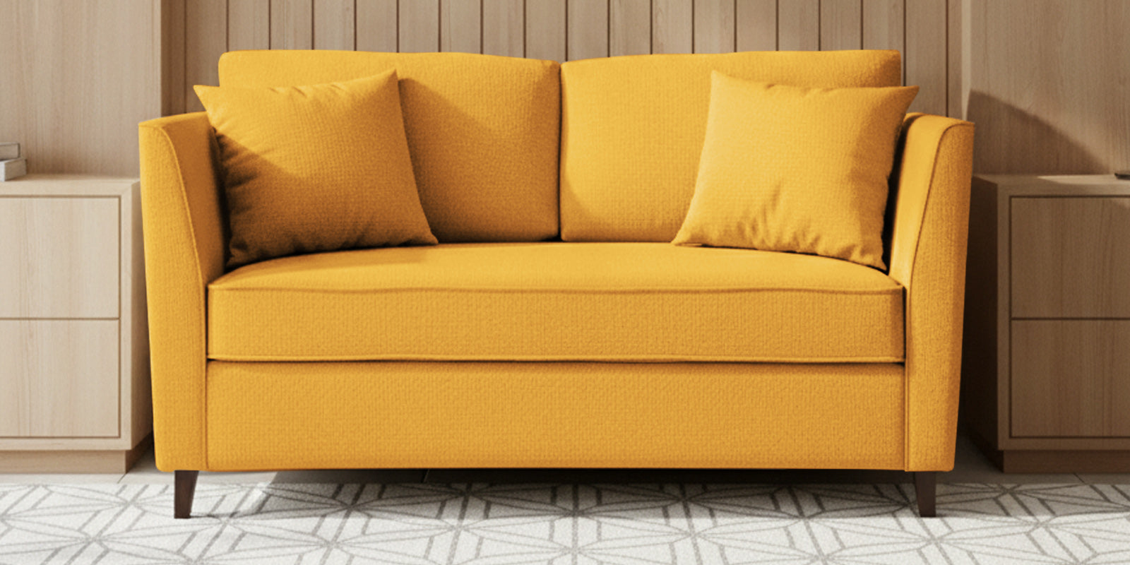 Miranda Fabric 2 Seater Sofa In Bold Yellow Colour