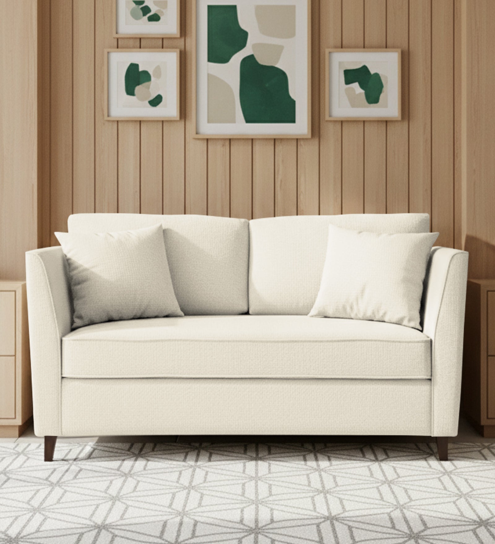 Miranda Fabric 2 Seater Sofa In Ivory Cream Colour