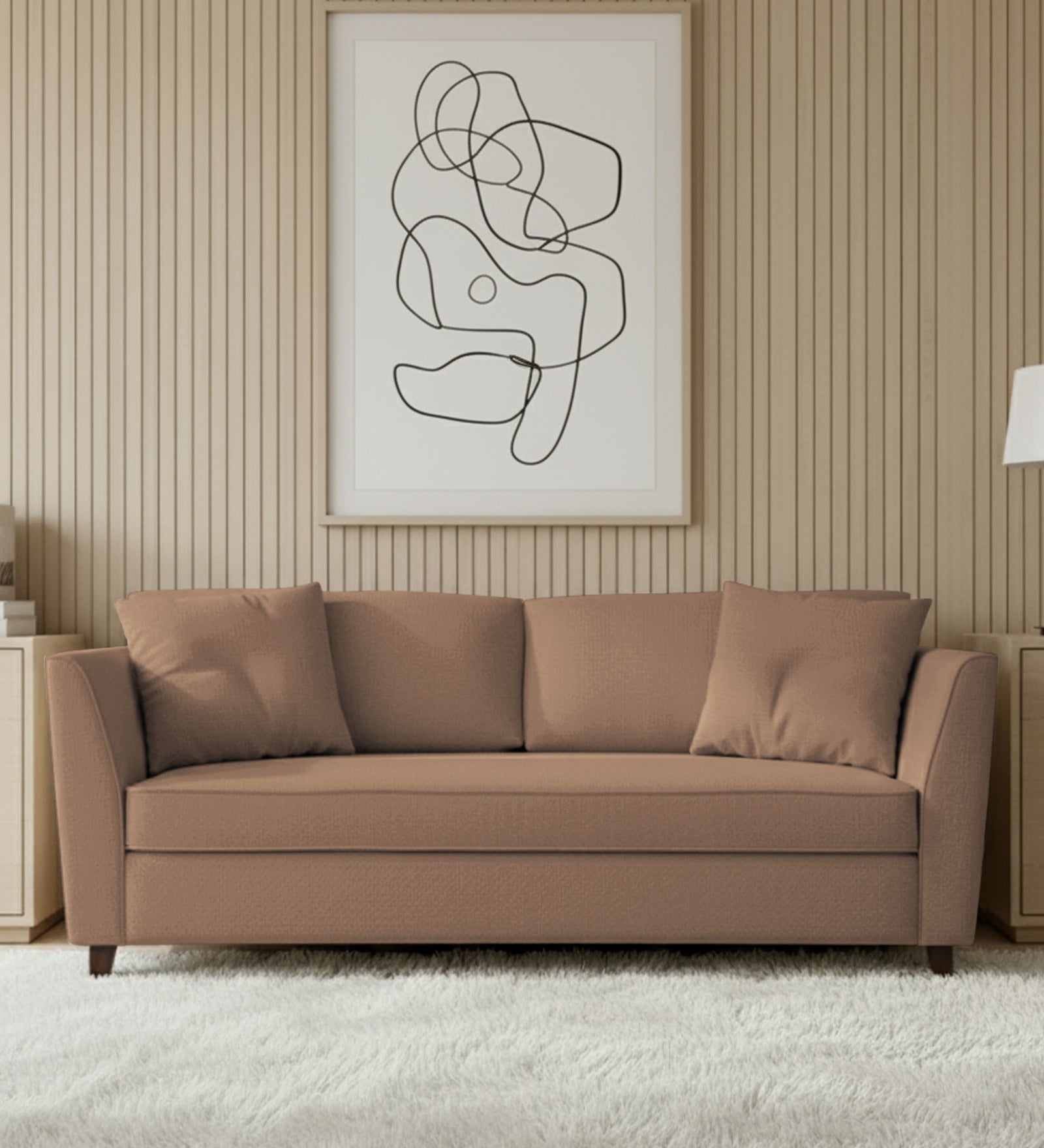 Miranda Fabric 3 Seater Sofa In Cosmic Beige Colour
