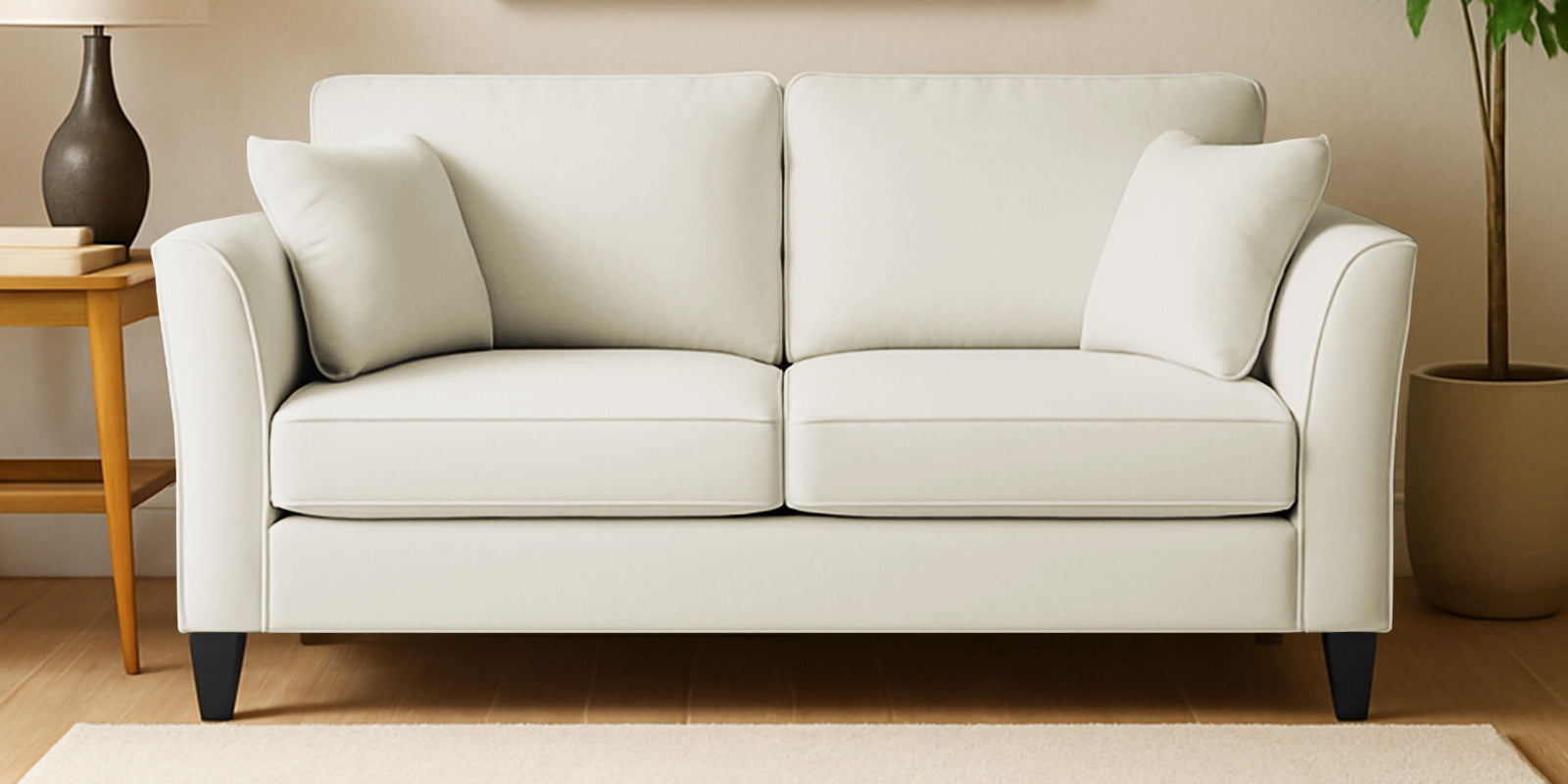 Miranda Velvet 2 Seater Sofa In Warm White Colour