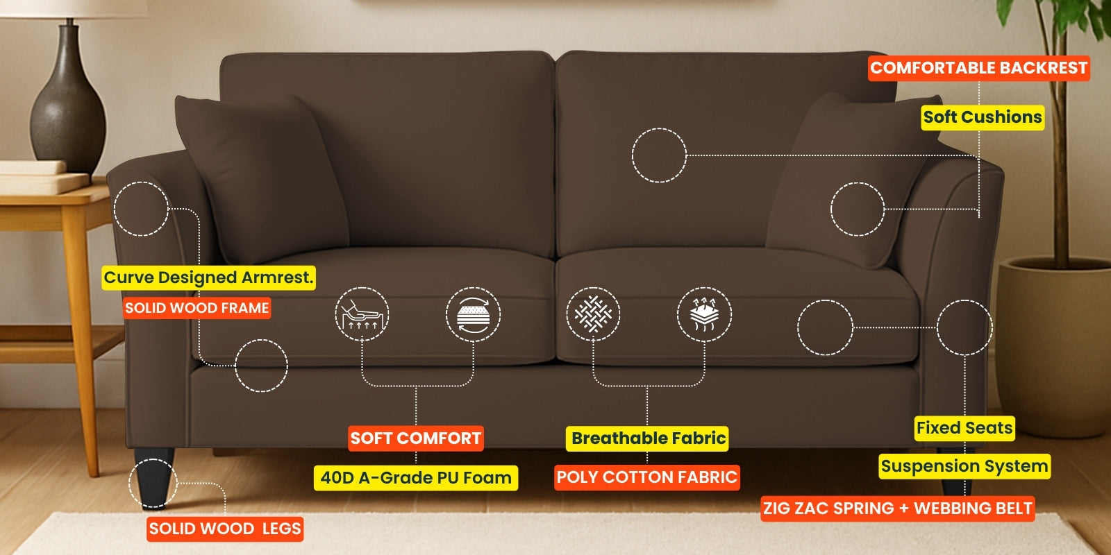 Miranda Velvet 3 Seater Sofa In Camel Beige Colour - Febonic Living
