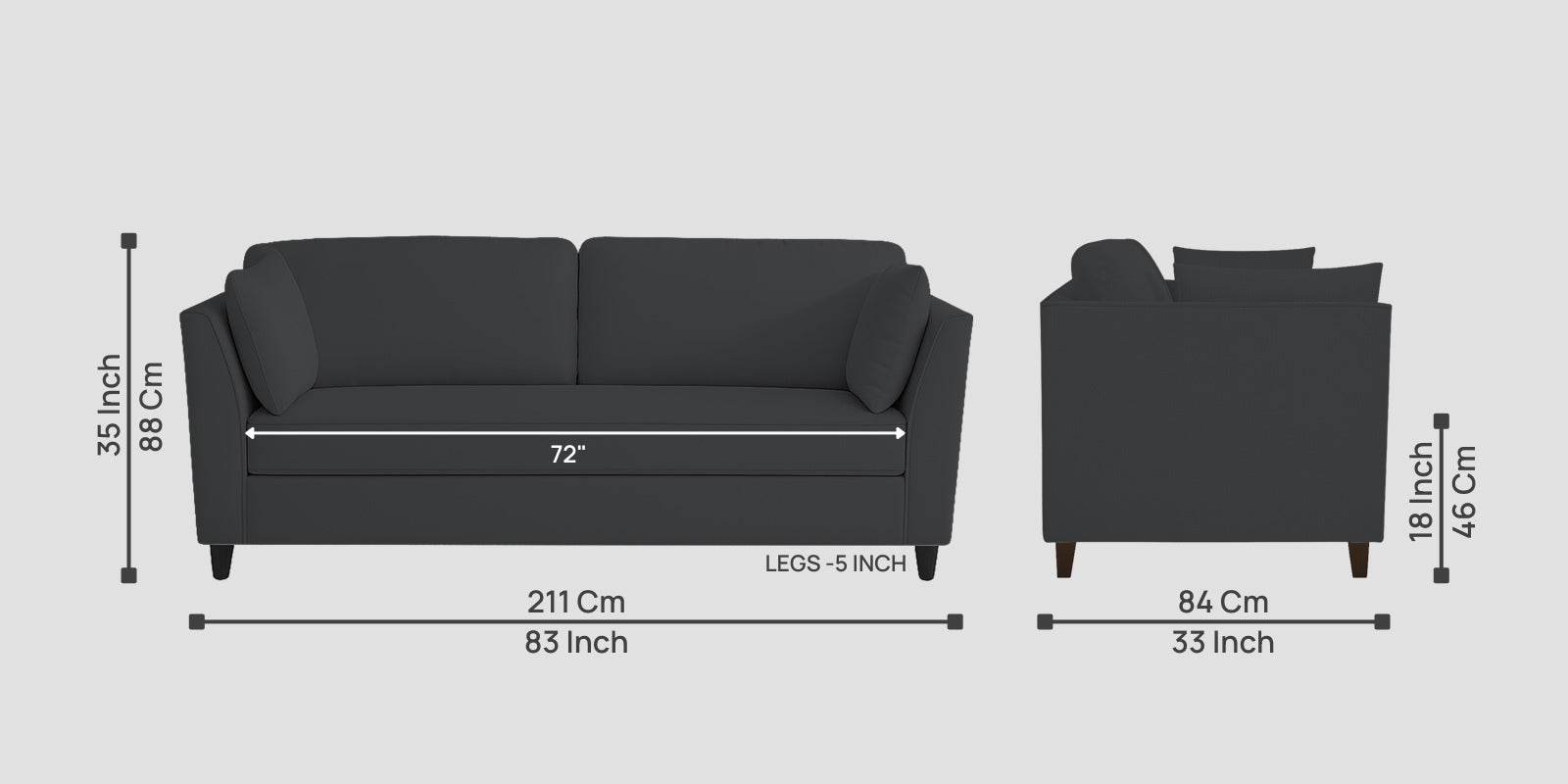 Miranda Velvet 3 Seater Sofa In Davy Grey Colour - Febonic Living
