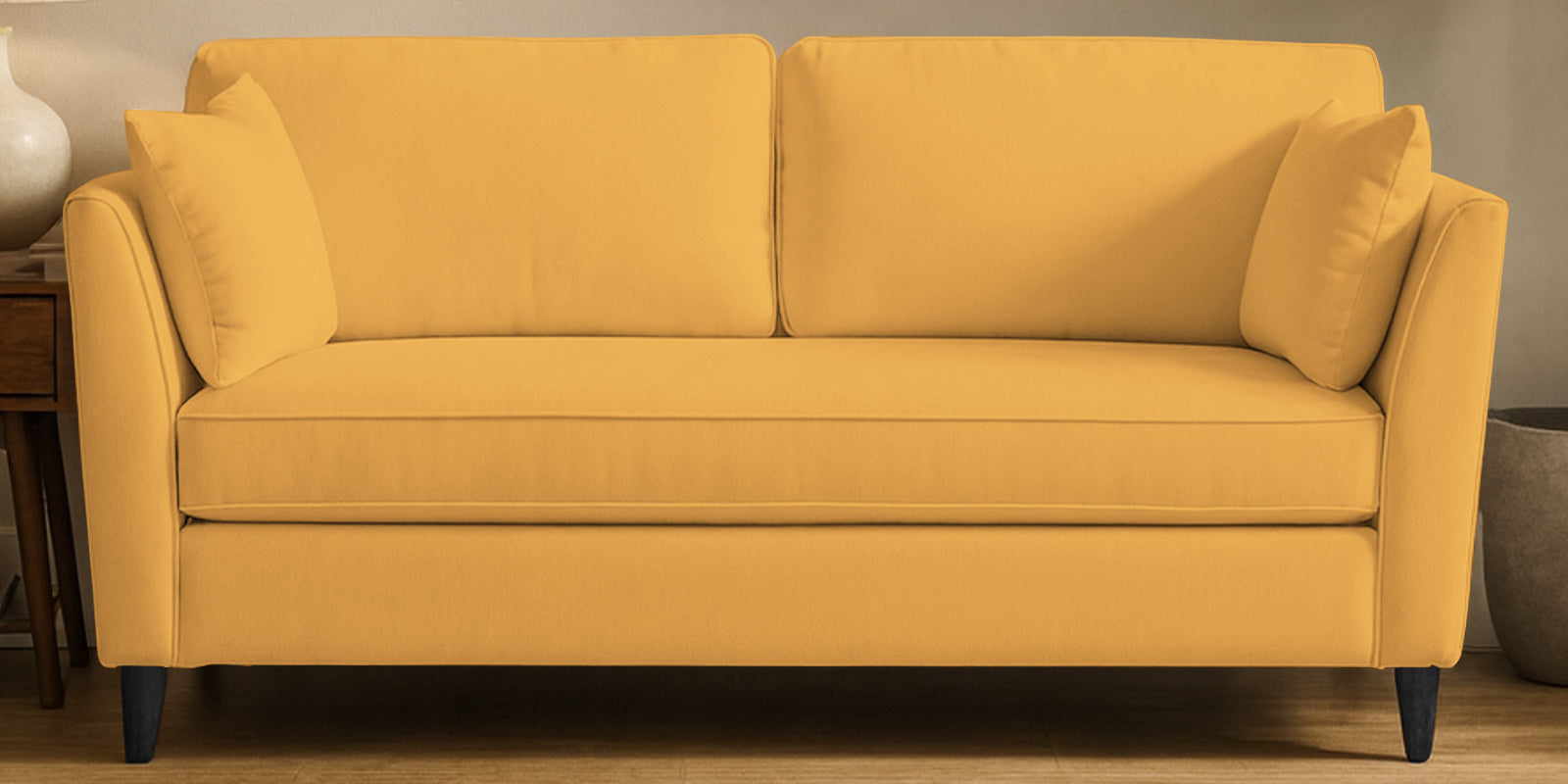 Miranda Velvet 3 Seater Sofa In Turmeric Yellow Colour