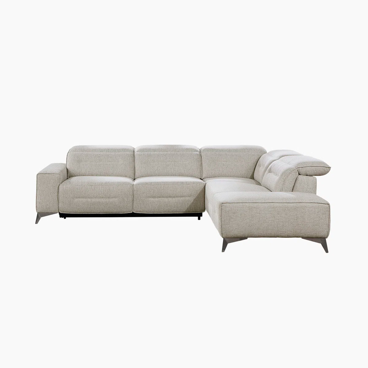 Modela Fabric 5 Seater Corner Sofa With Recliner In Light Grey Colour