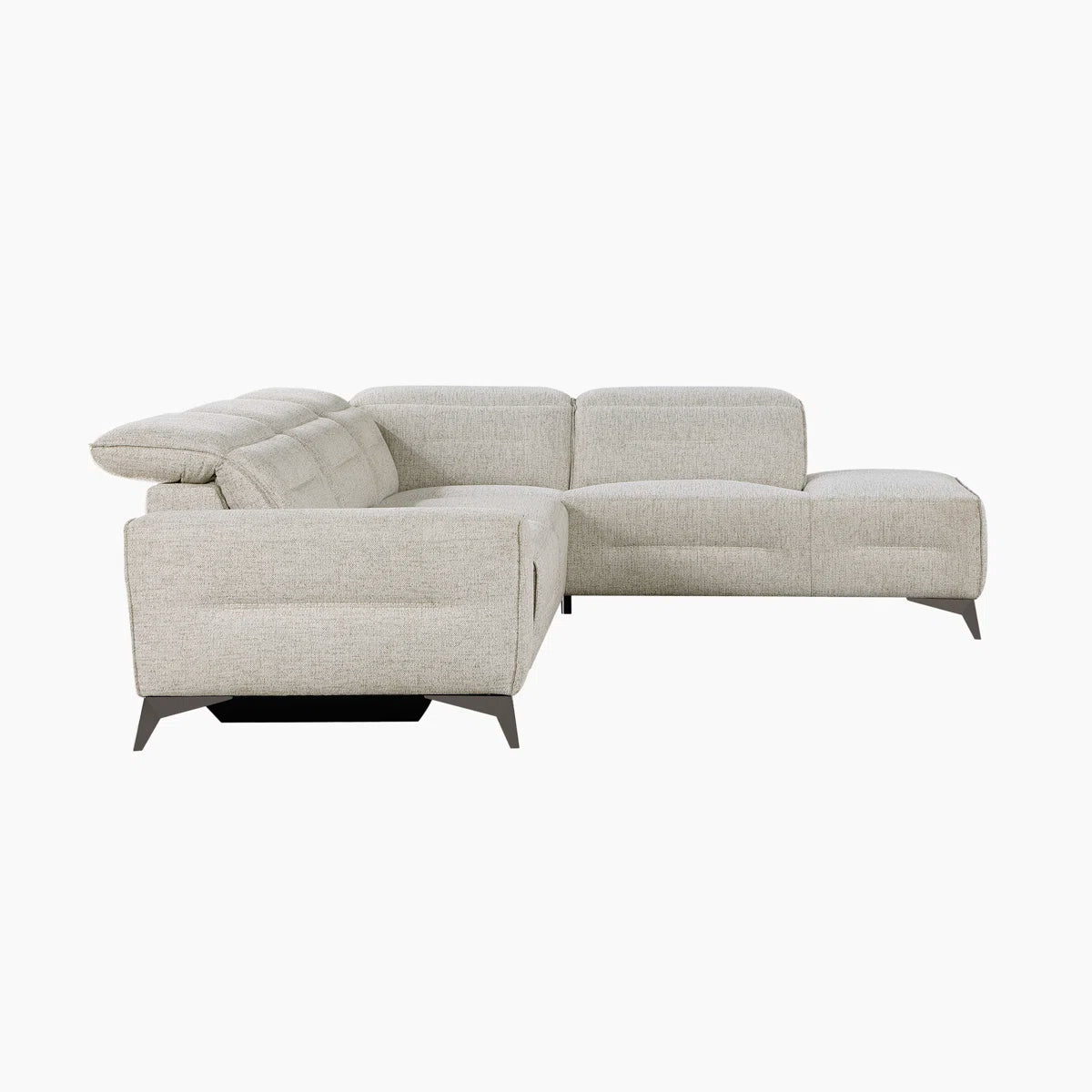 Modela Fabric 5 Seater Corner Sofa With Recliner In Light Grey Colour