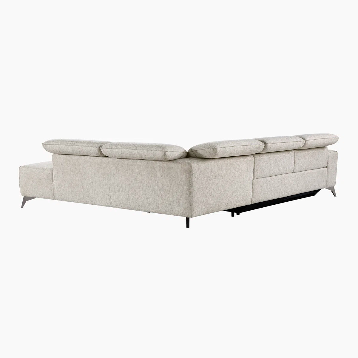 Modela Fabric 5 Seater Corner Sofa With Recliner In Light Grey Colour