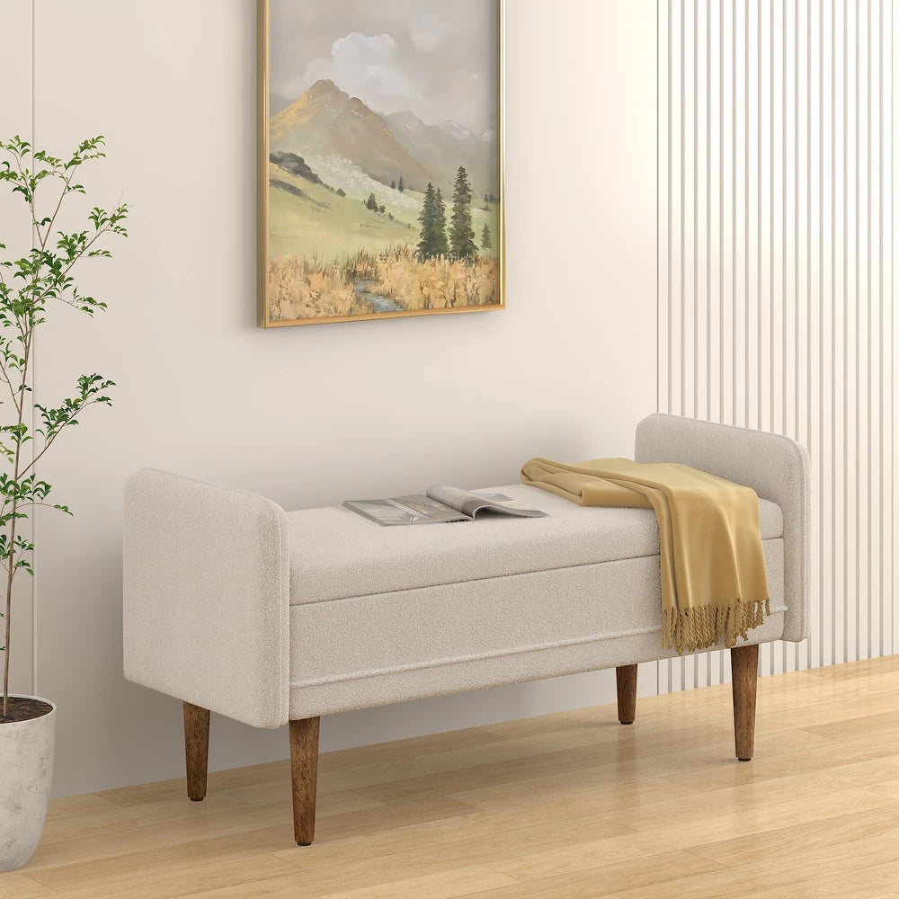 Lumpur Boucle 2 Seater Recamier in Shell White Colour With Storage