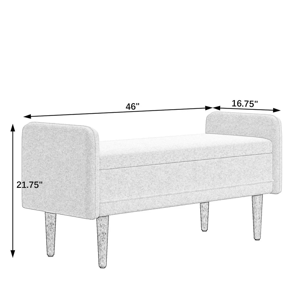 Lumpur Boucle 2 Seater Recamier In Shell White Colour With Storage - Febonic Living