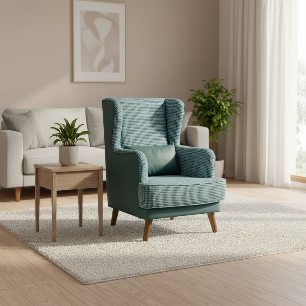 Moni Velvet Wing Chair - Teal Green