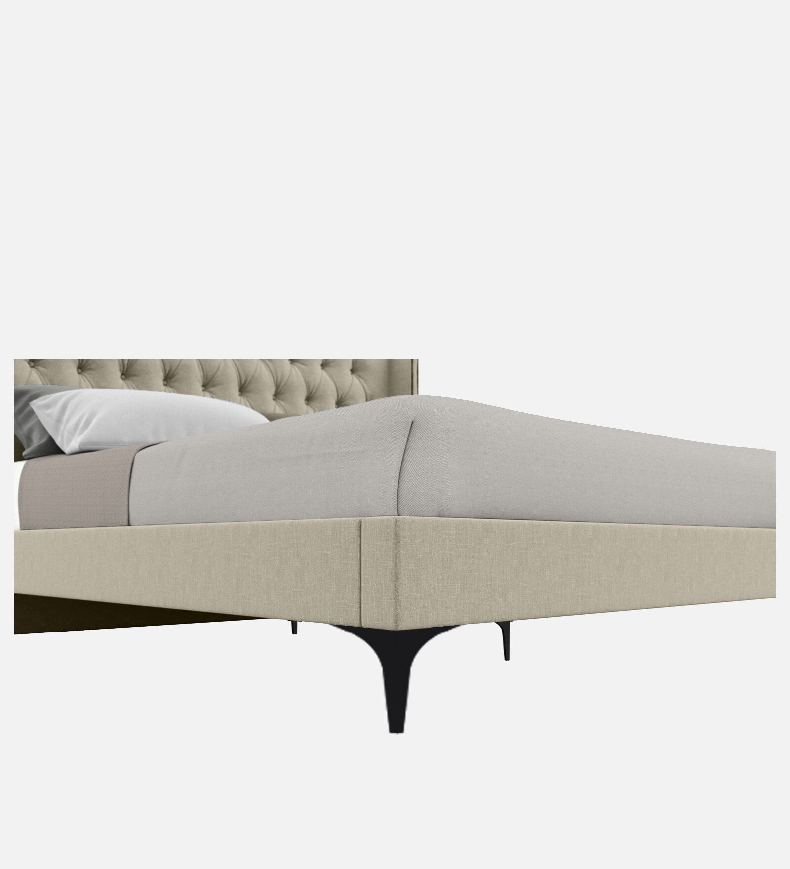 Mosa Fabric Upholstered Queen Size Bed In Ash Grey Colour