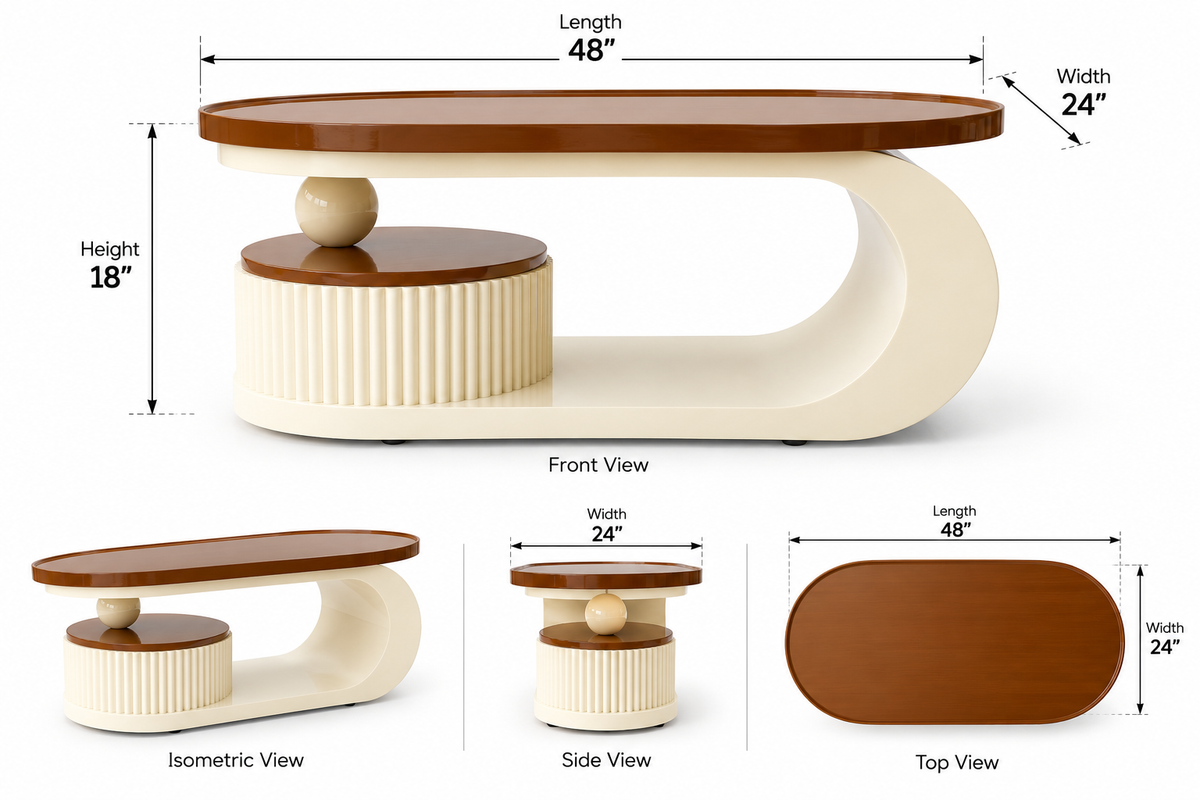 Mozy Coffee Table In White and Honey Oak Finish top