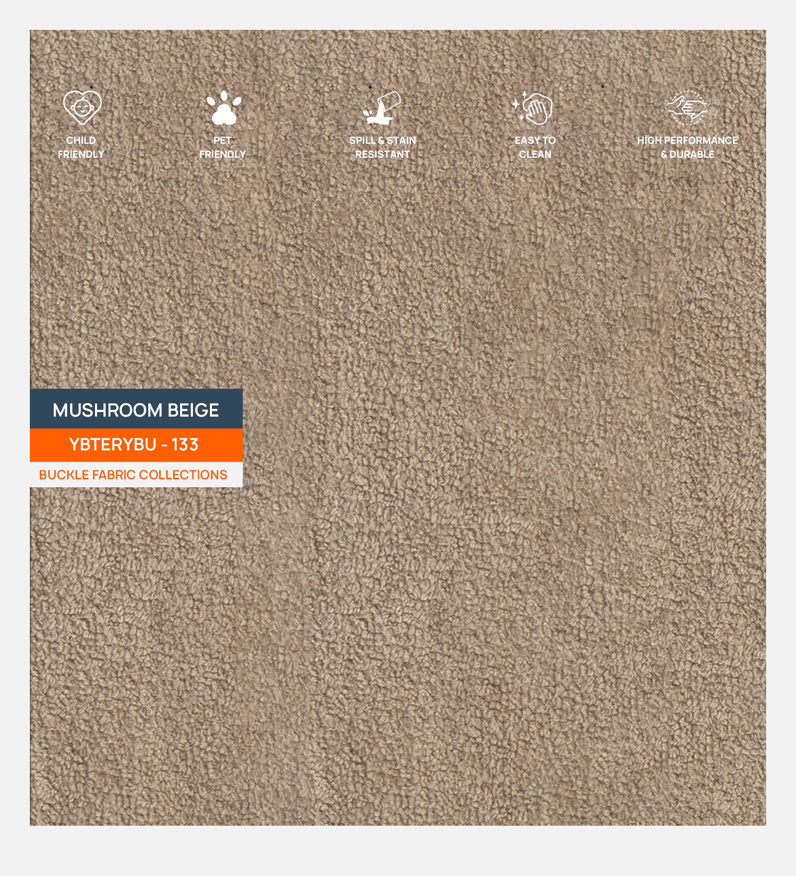 Eddy Boucle Fabric Single Bed in Mushroom Beige - Febonic Living