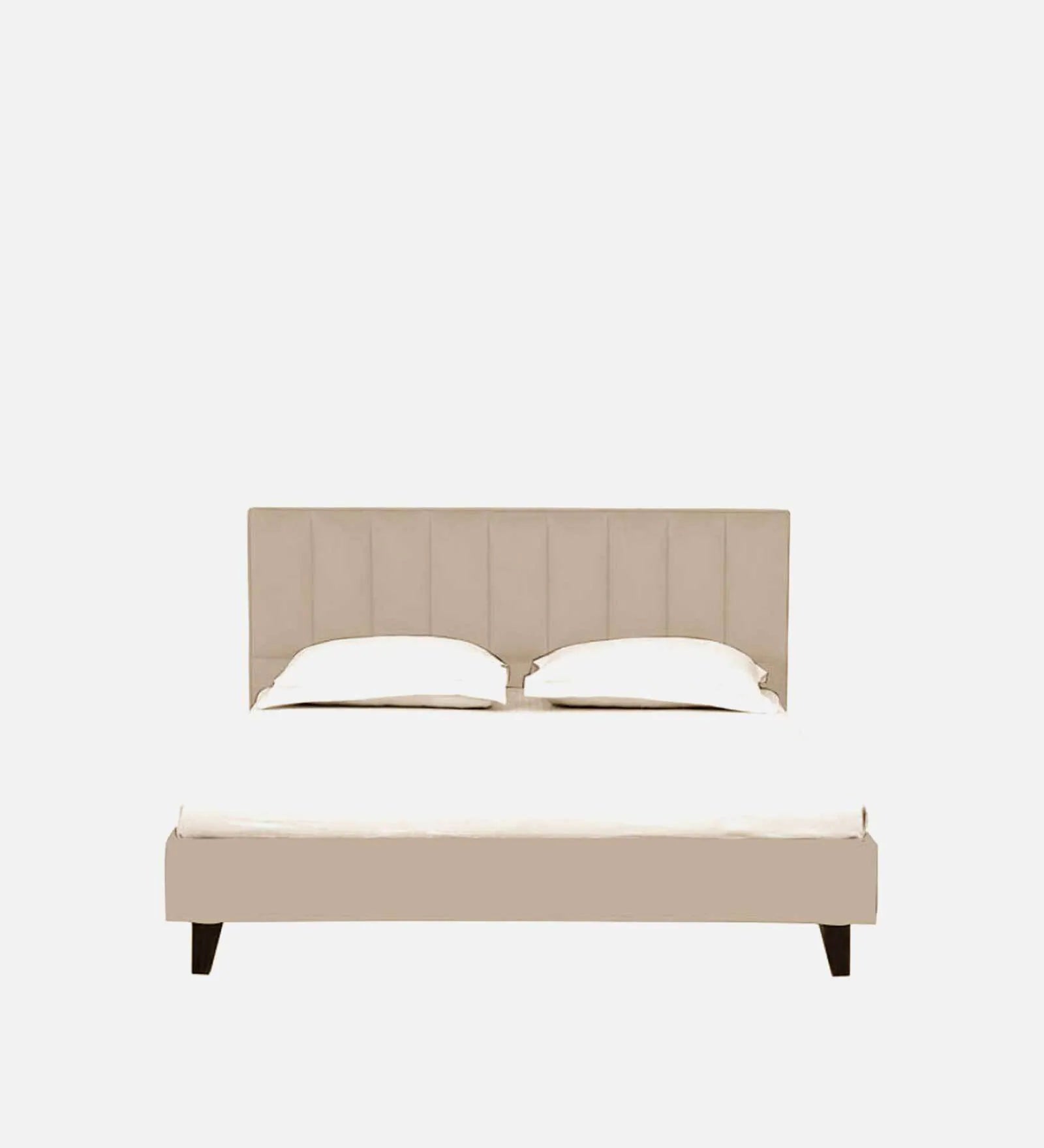 Myron Velvet Upholstered Queen Size Bed In Camel Beige Colour - Febonic Living