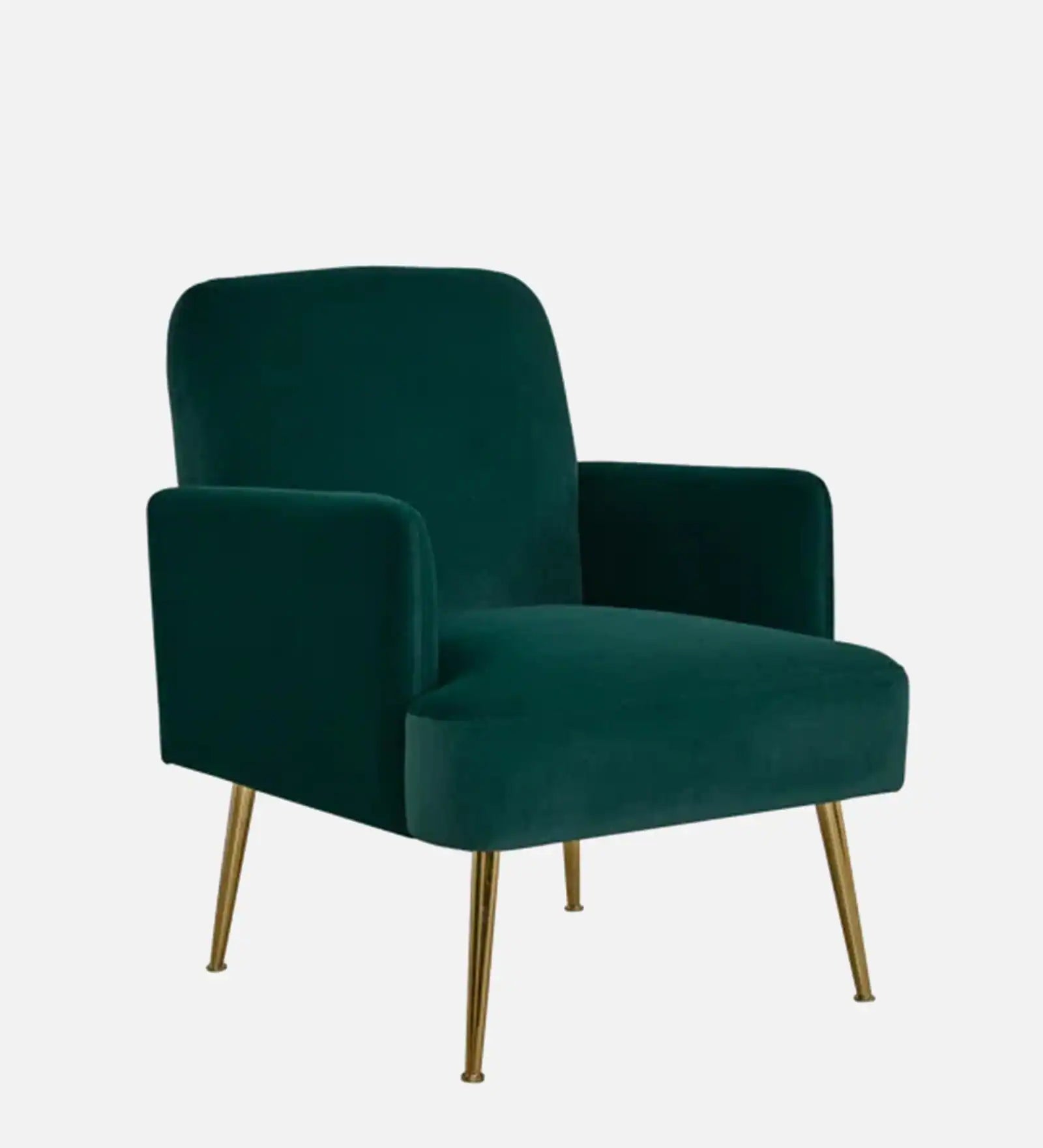 Mysa Velvet Fabric Arm Chair In Forest Green Colour