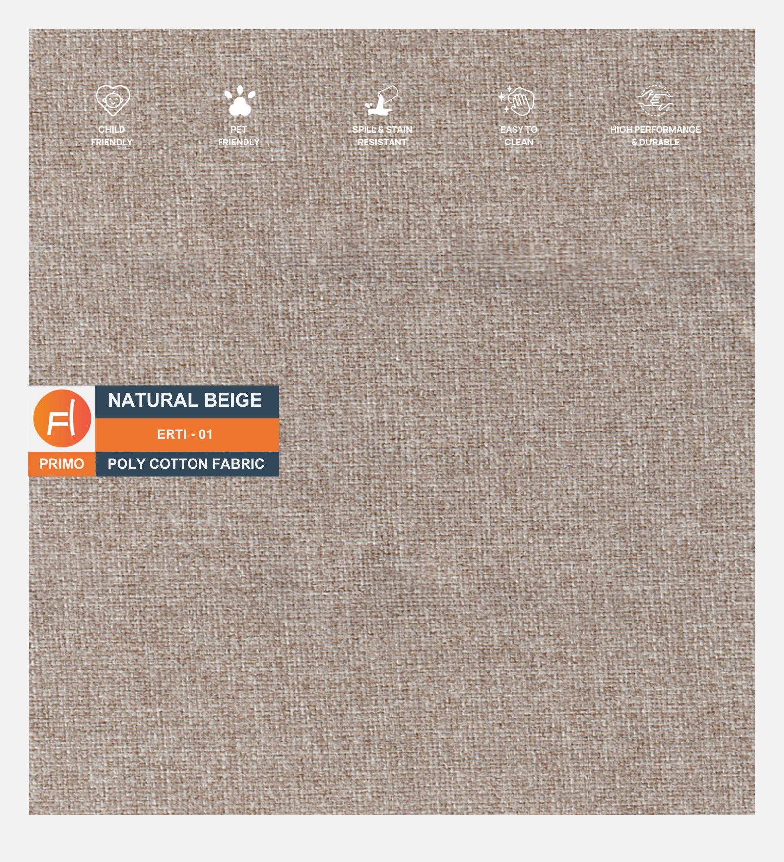 Phoenix Fabric 3 Seater Sofa In Natural Beige Colour - Febonic Living