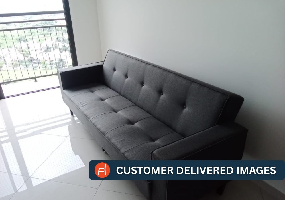 Nebia Fabric 3 Seater Convertible Sofa Cum Bed In Slate Blue Colour - Febonic Living