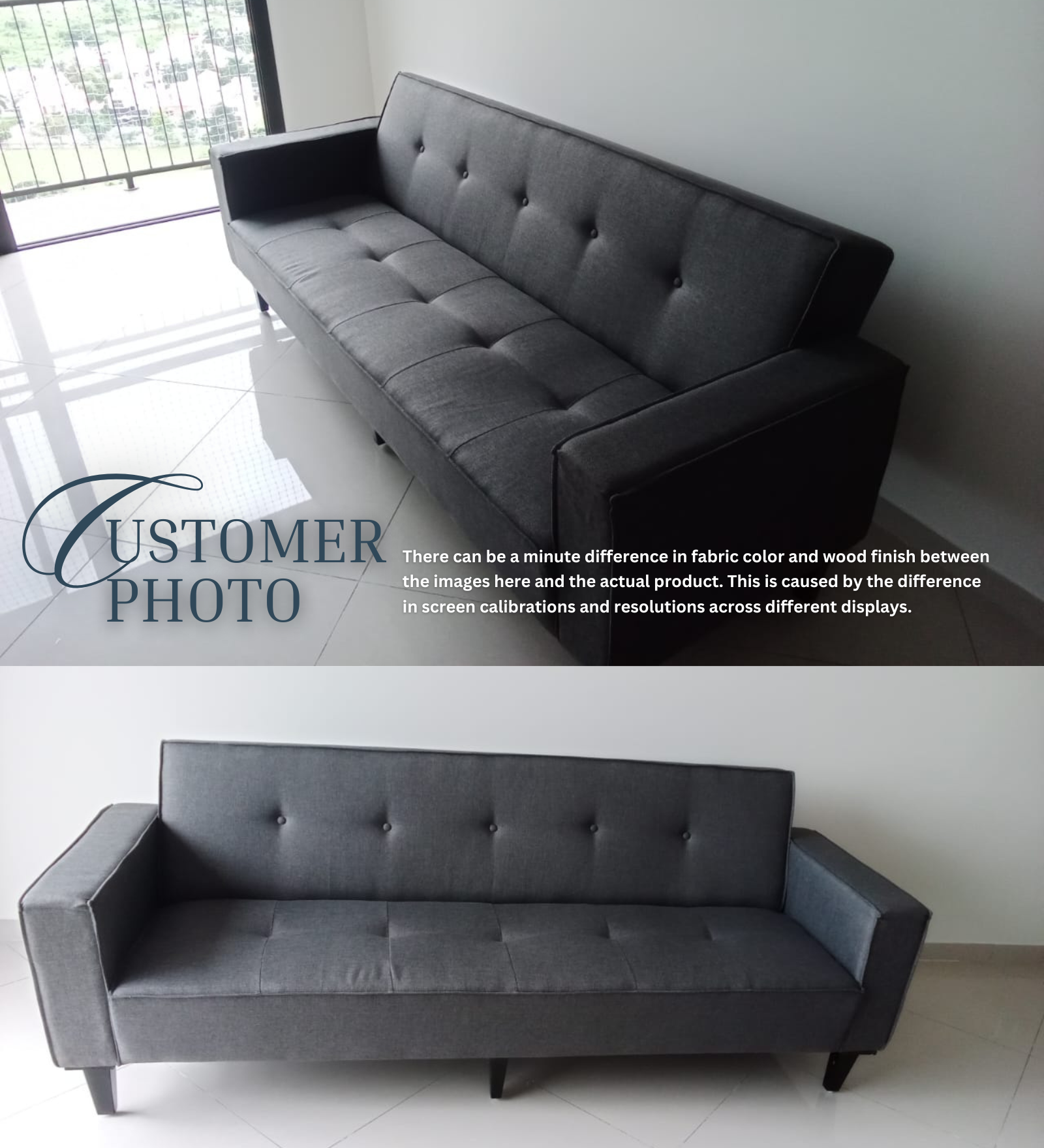 Nebia Fabric 3 Seater Convertible Sofa Cum Bed In Maba Grey Colour - Febonic Living