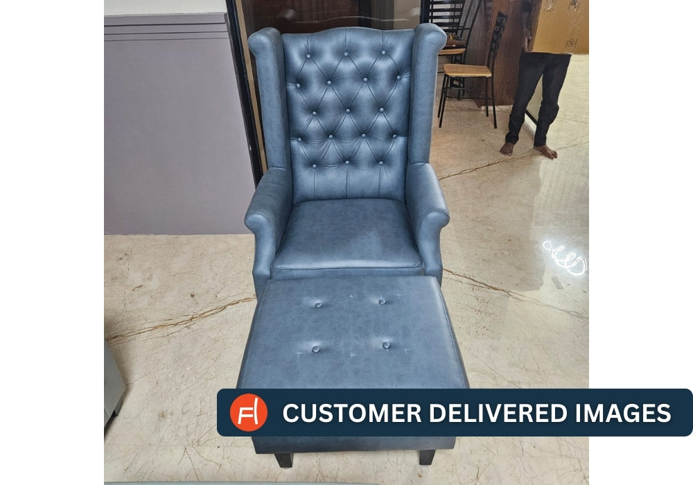 Nory Fabric Wing Chair In Zed Black Colour - Febonic Living