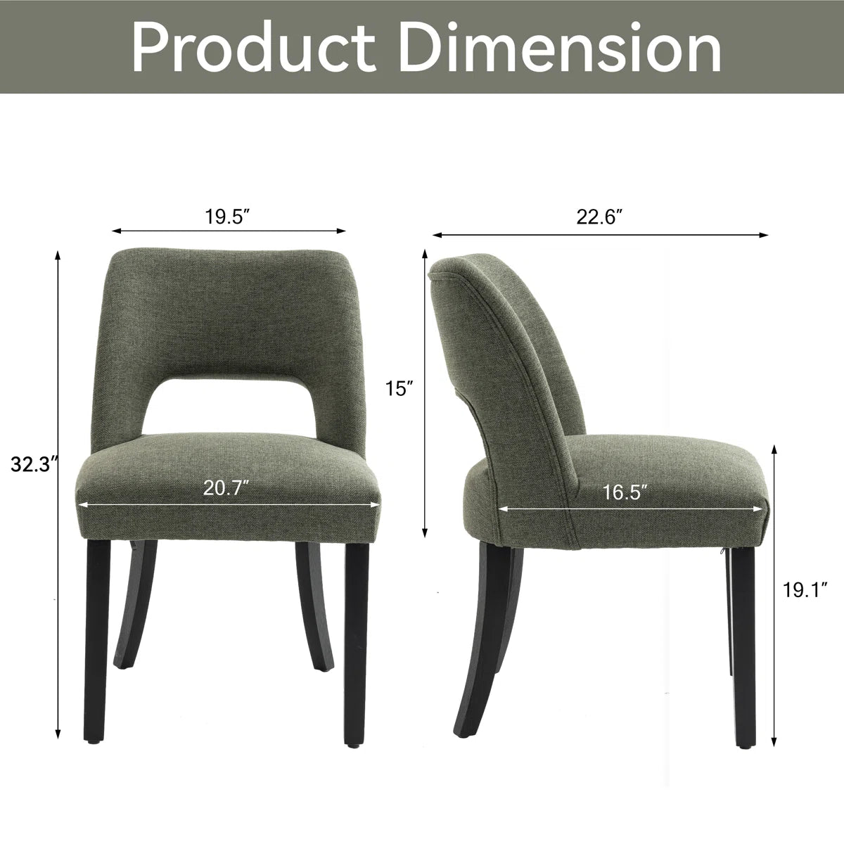 Vamira Fabric Dining Chair In Olive Green Colour (Set of 2)