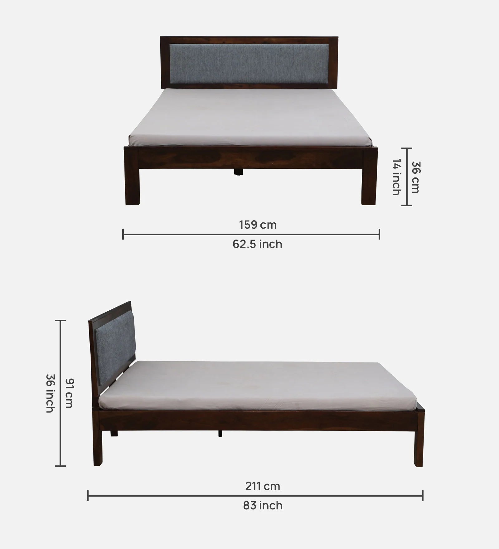 Narvik Sheesham Wood Queen Size Bed In Provincial Teak Finish