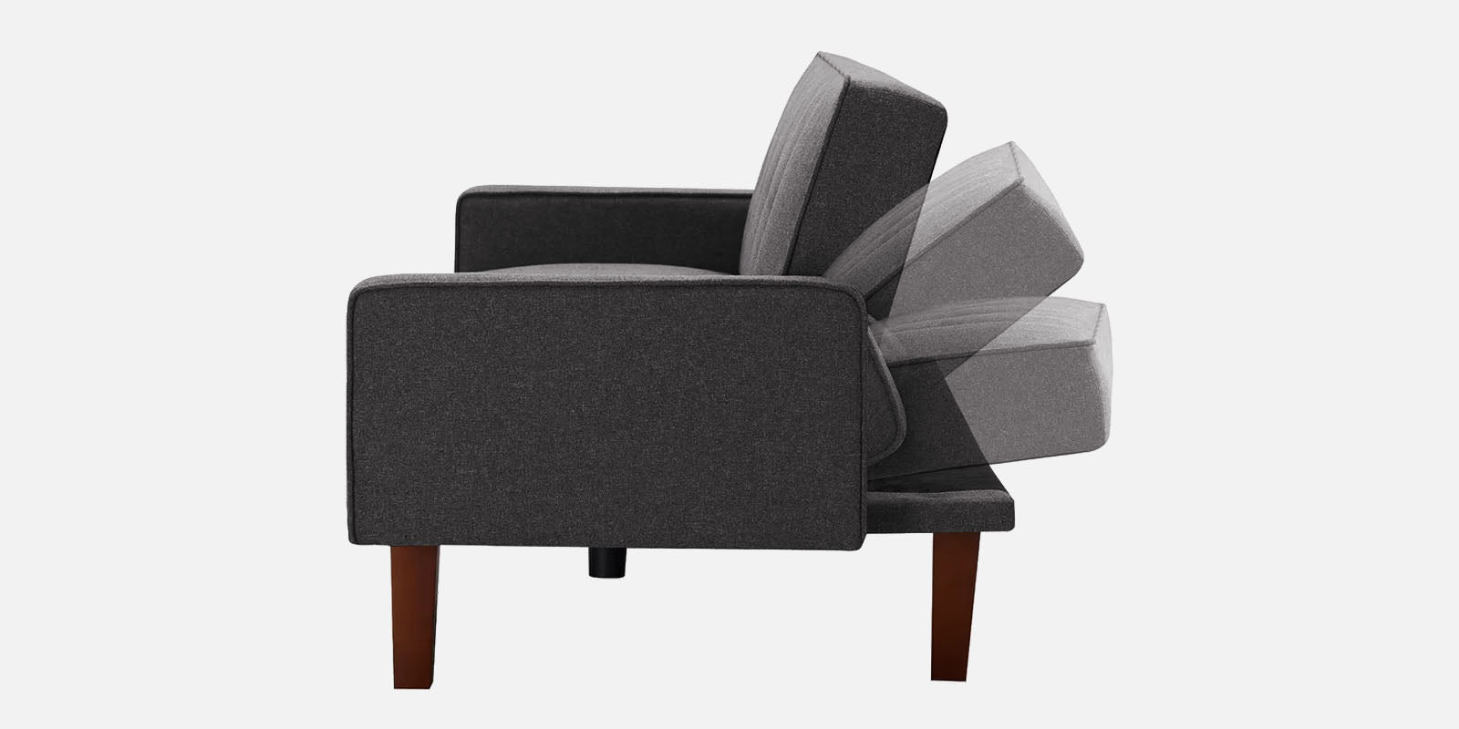 Nebia 3 Seater Convertible Cum Bed Fabric Sofa - Maba Grey side view - Febonic Living