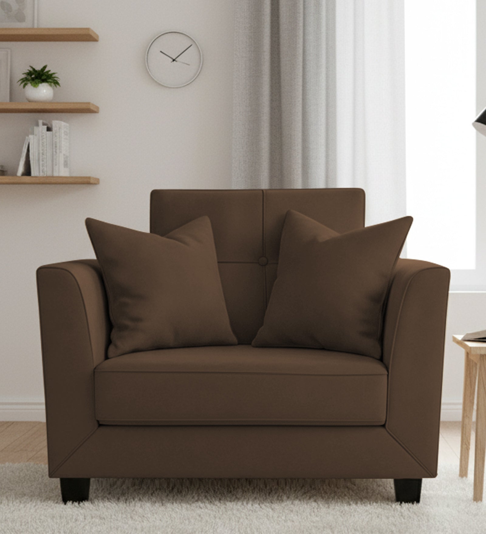 Nestin 1 Seater Velvet Sofa - Mocha Brown by Febonic Living