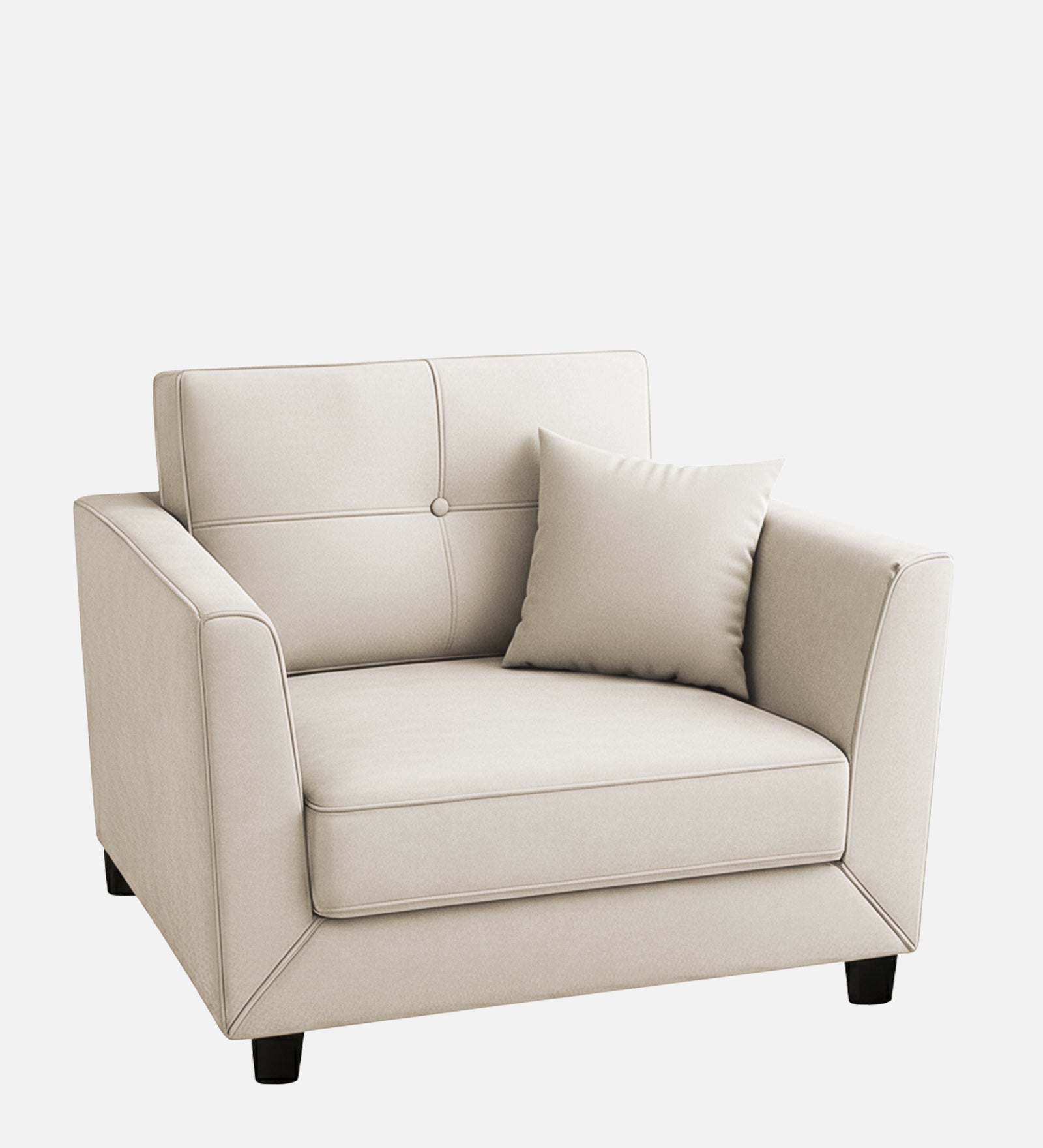 Nestin Velvet 1 Seater Sofa In Warm White Colour - Febonic Living