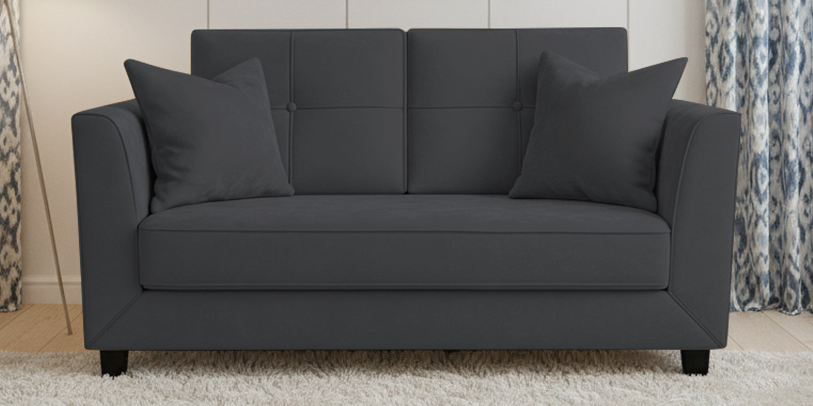 Nestin Velvet 2 Seater Sofa In Davy Grey Colour