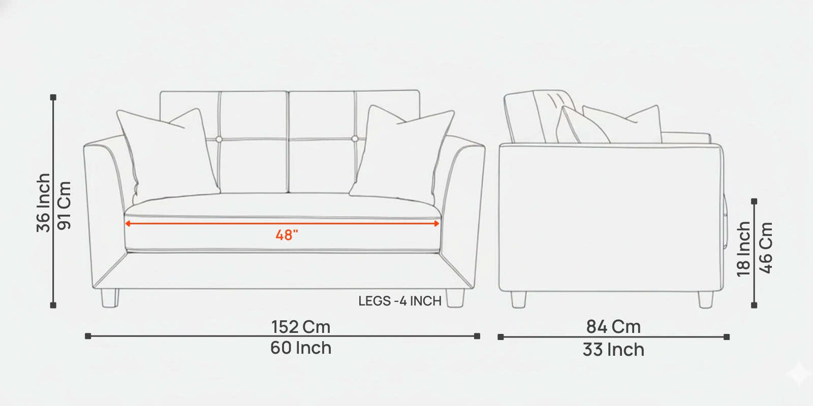 Nestin Velvet 2 Seater Sofa In Davy Grey Colour