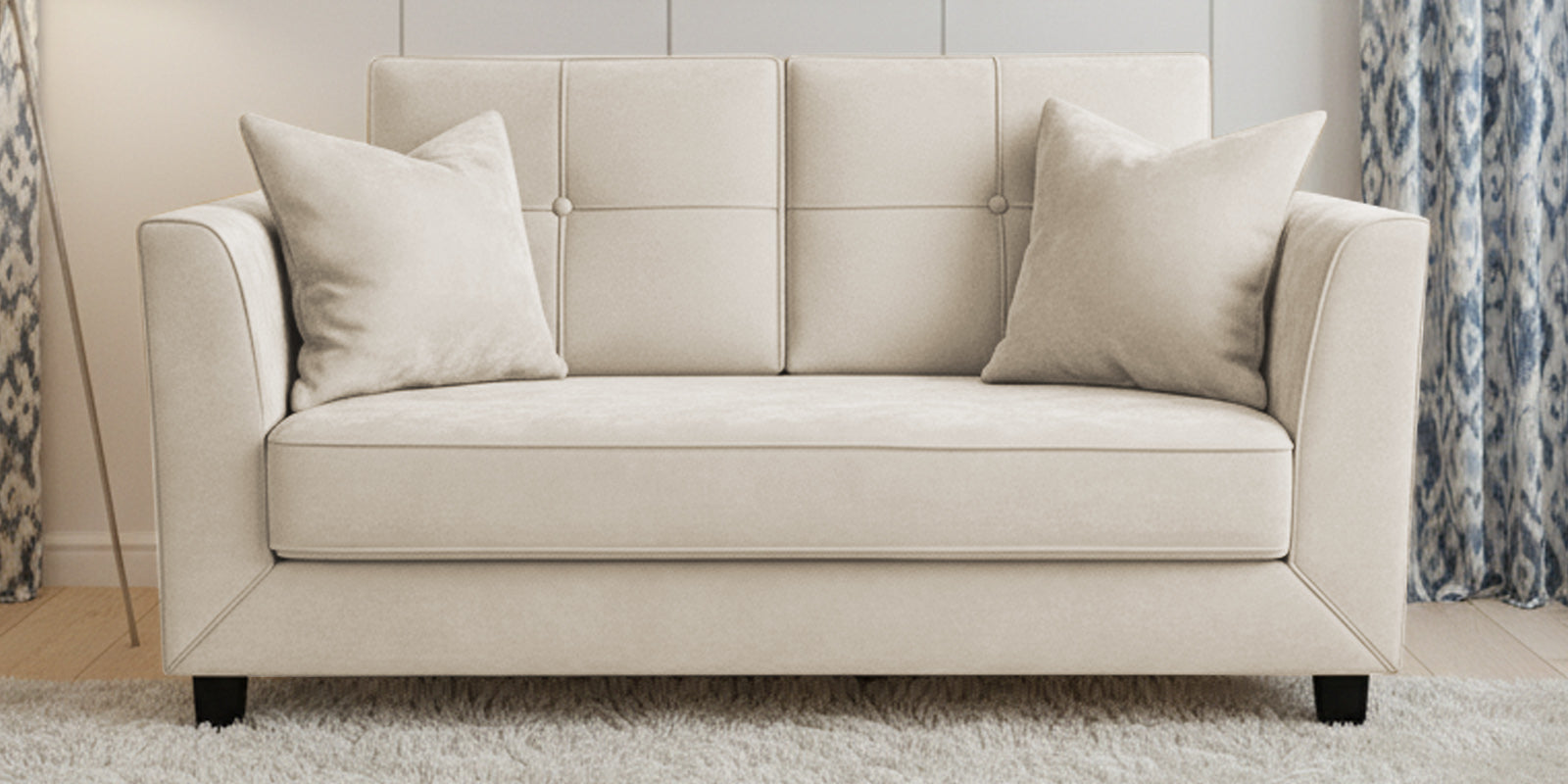 Nestin Velvet 2 Seater Sofa In Warm White Colour