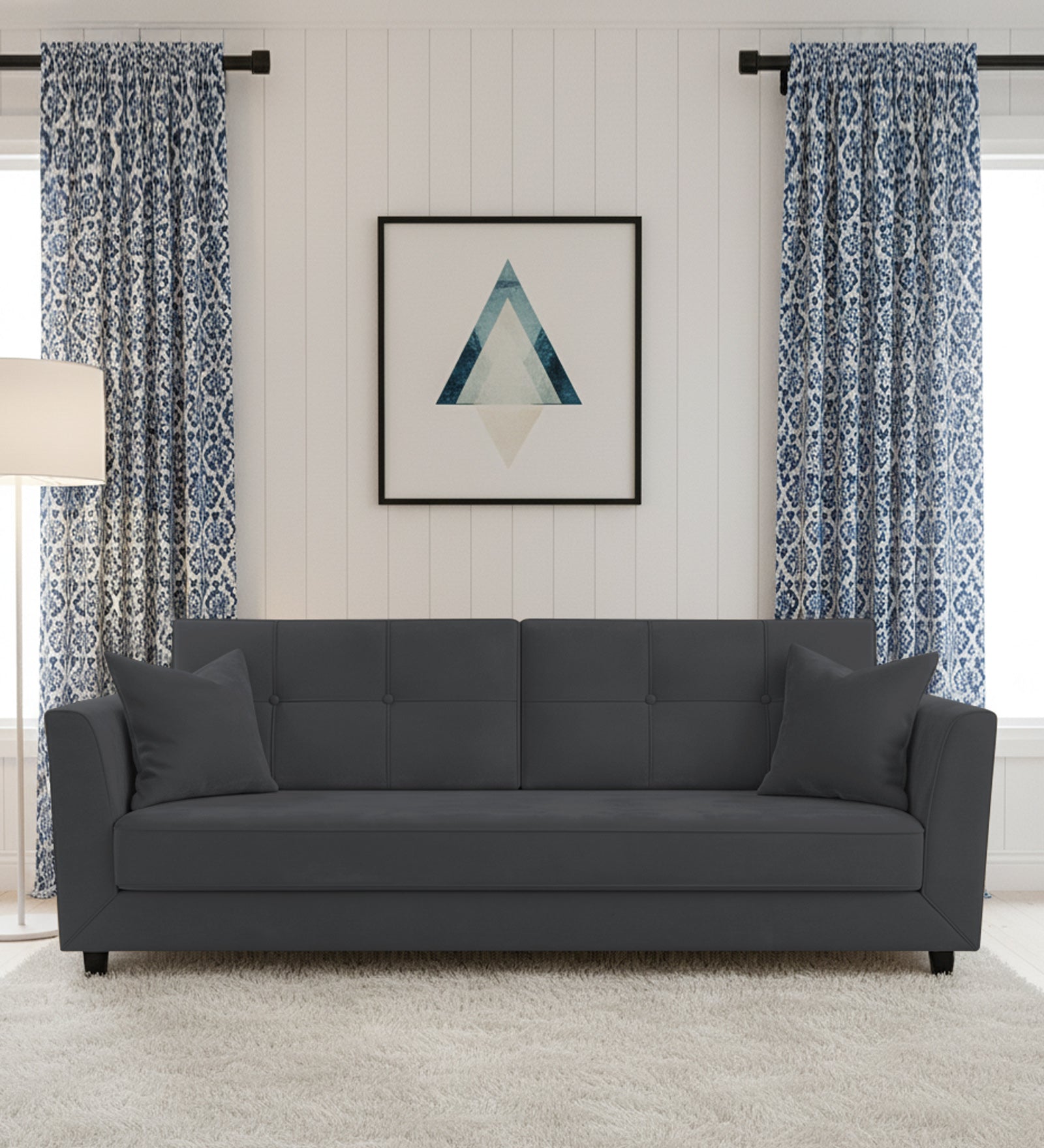 Nestin 3 Seater Velvet Sofa - Davy Grey by Febonic Living