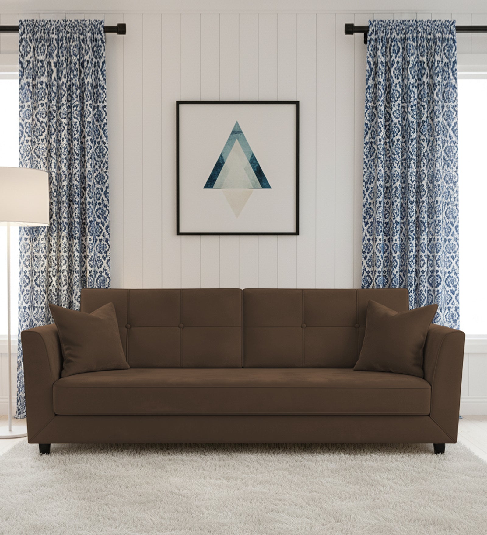 Nestin 3 Seater Velvet Sofa - Mocha Brown by Febonic Living