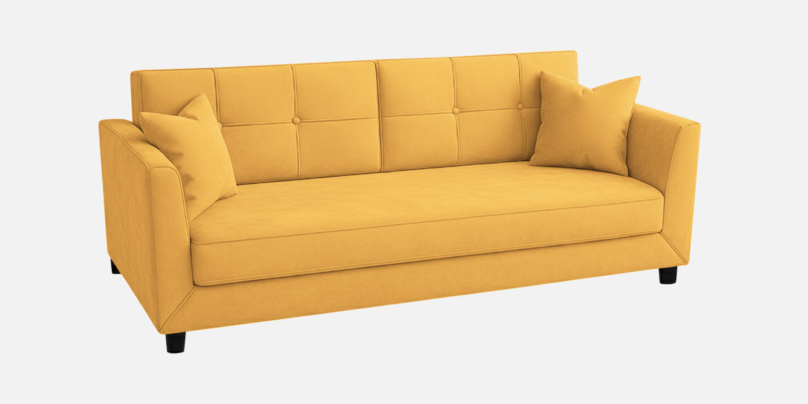Nestin Velvet 3 Seater Sofa In Turmeric Yellow Colour - Febonic Living