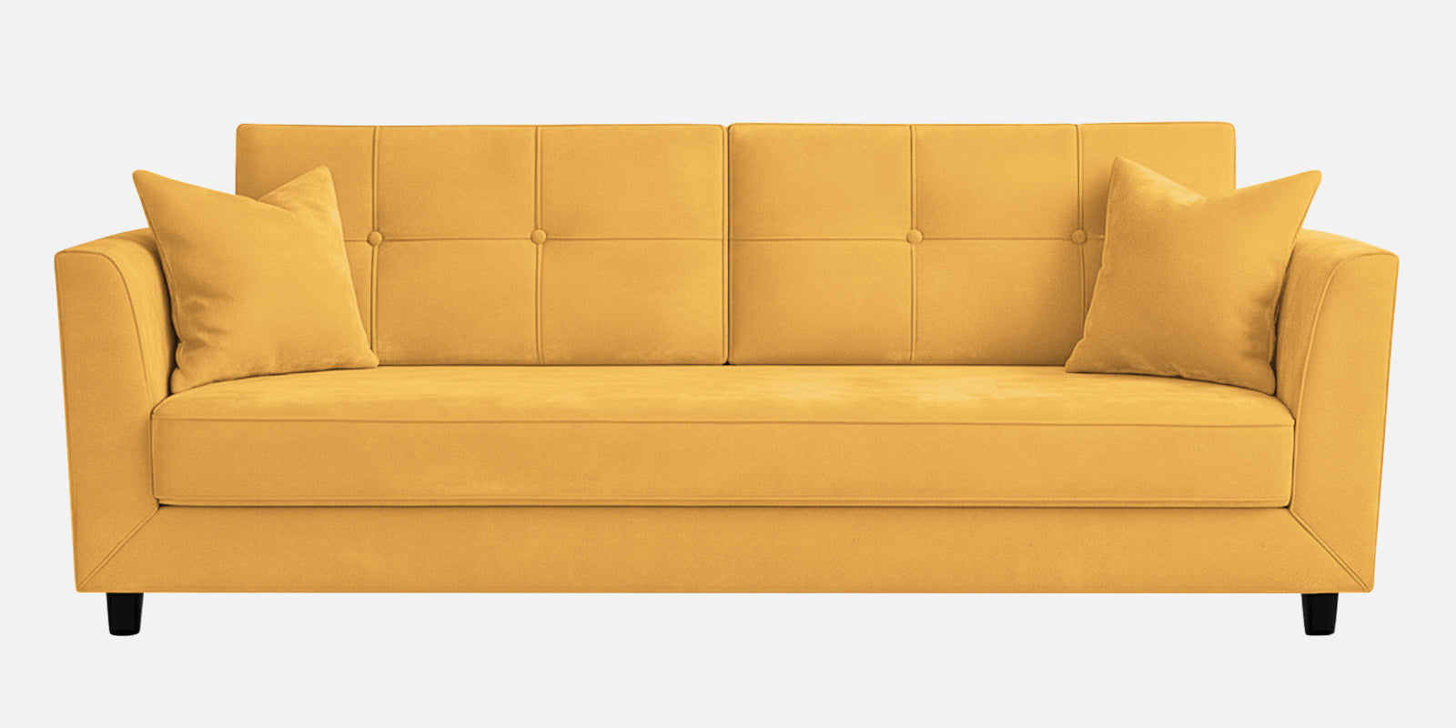 Nestin Velvet 3 Seater Sofa In Turmeric Yellow Colour - Febonic Living
