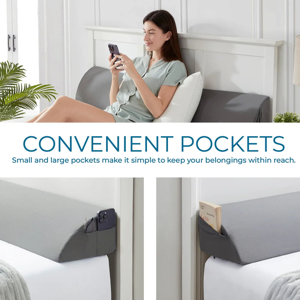 Marjo Bed Rest Wegde Gap Pillow With Pockets - Febonic Living