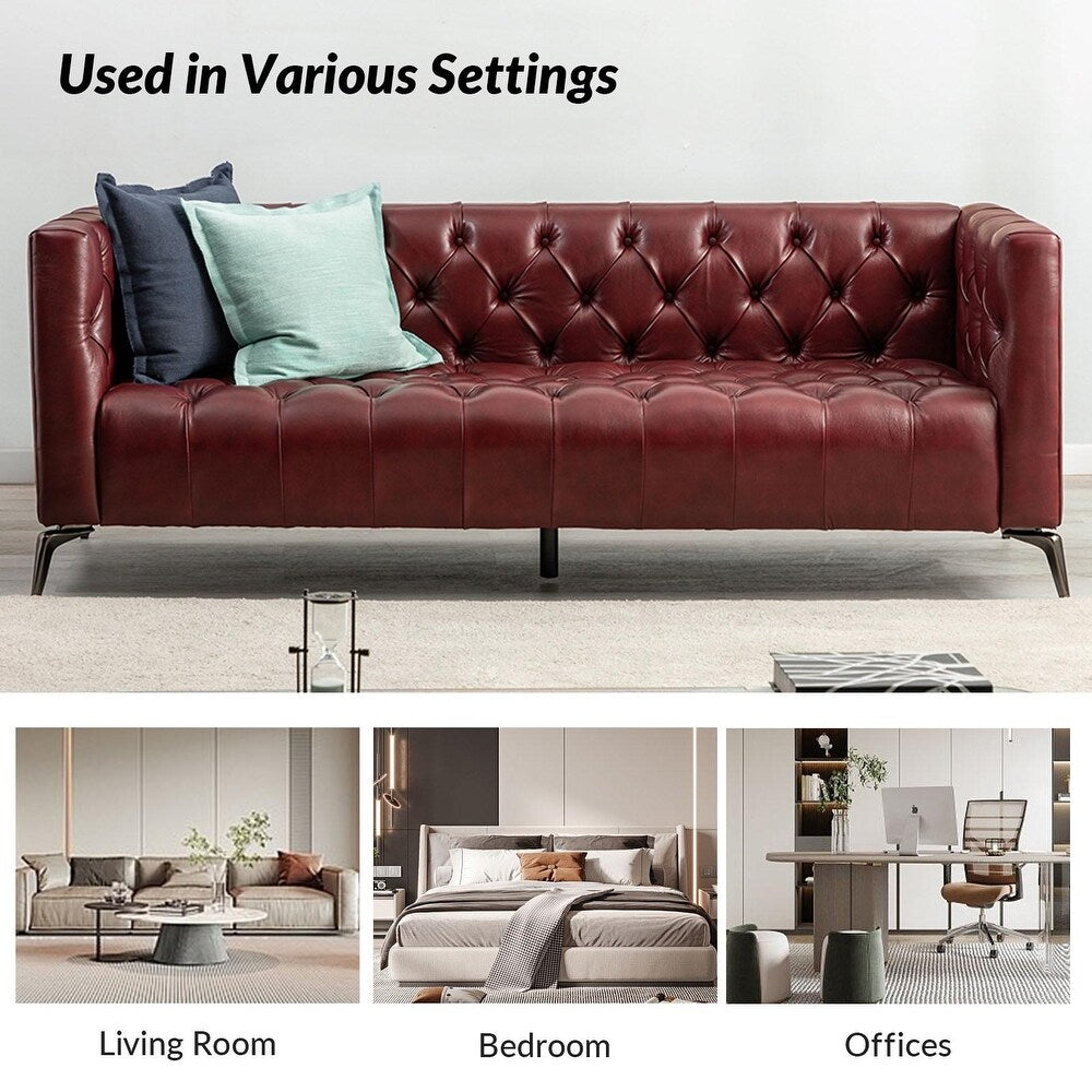 Nestor Leatherette 3 Seater Sofa In Wine Brown Colour - Febonic Living