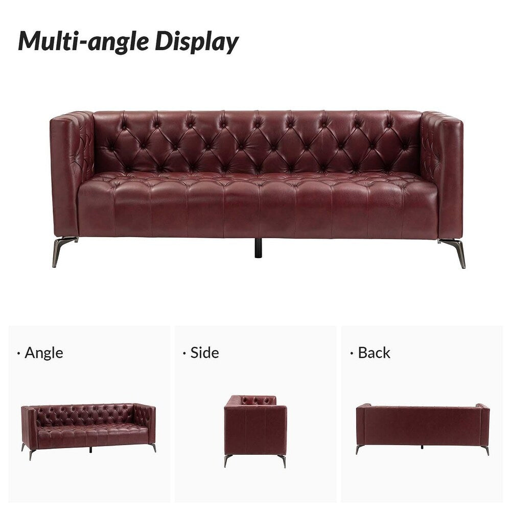 Nestor Leatherette 3 Seater Sofa In Wine Brown Colour - Febonic Living