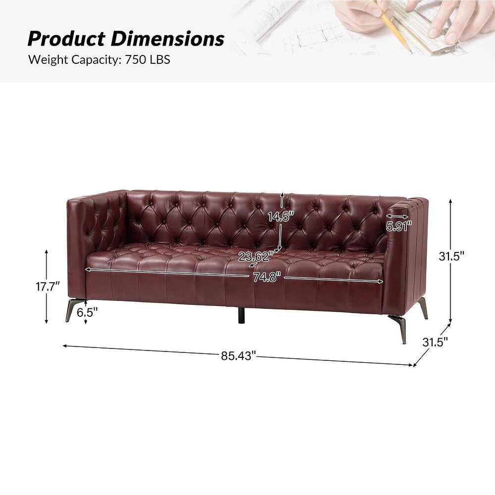 Nestor Leatherette 3 Seater Sofa In Wine Brown Colour - Febonic Living
