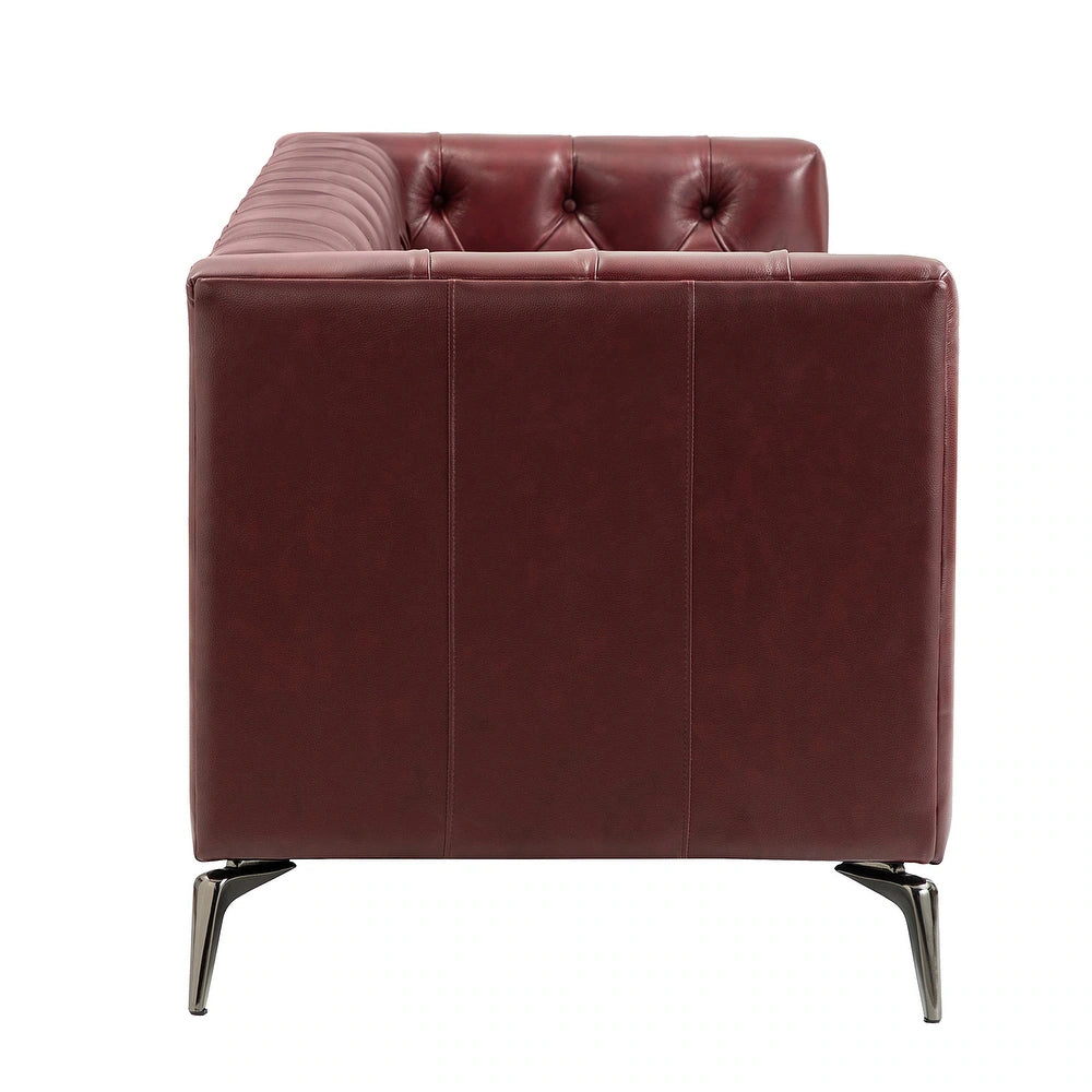 Nestor Leatherette 3 Seater Sofa In Wine Brown Colour - Febonic Living