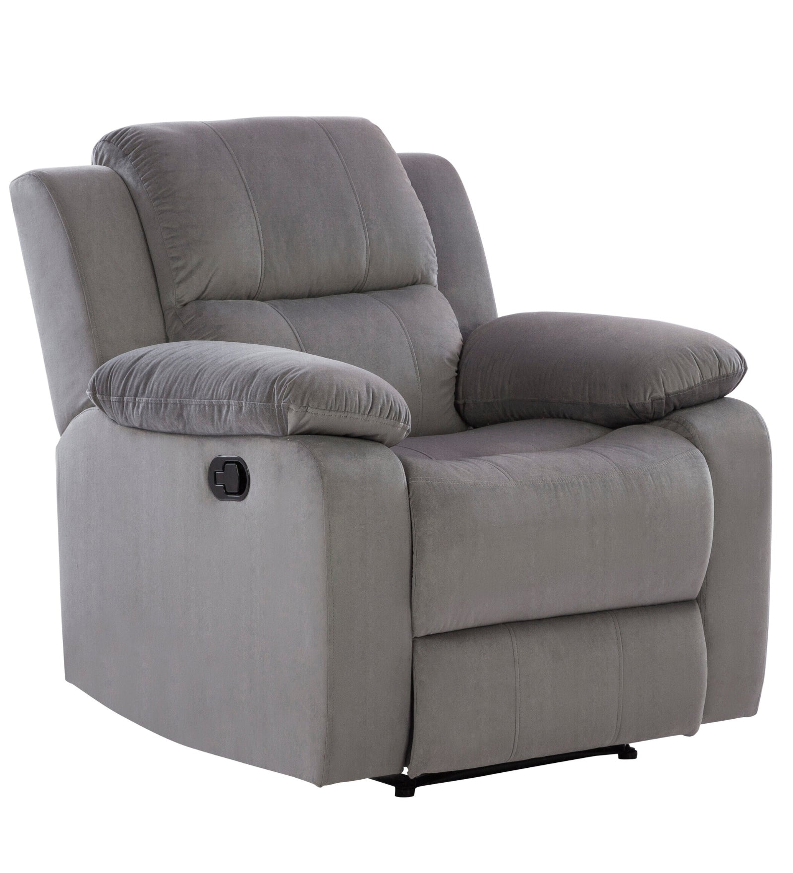 Newton 1 Seater Motorized Velvet Recliner - Concrete Grey - Slant View by Febonic Living