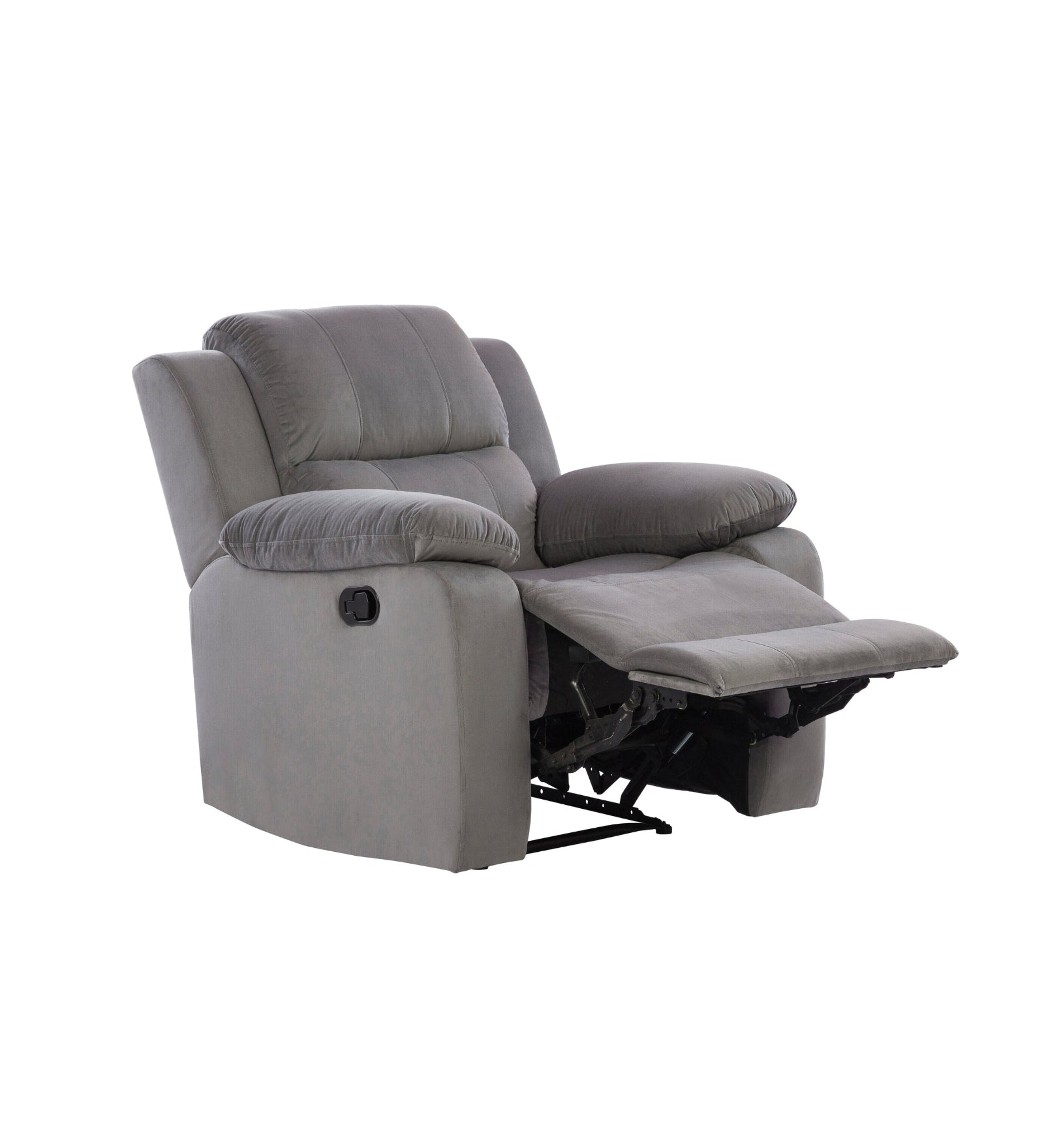 Newton 1 Seater Motorized Velvet Recliner - Concrete Grey - Reclined View by Febonic Living