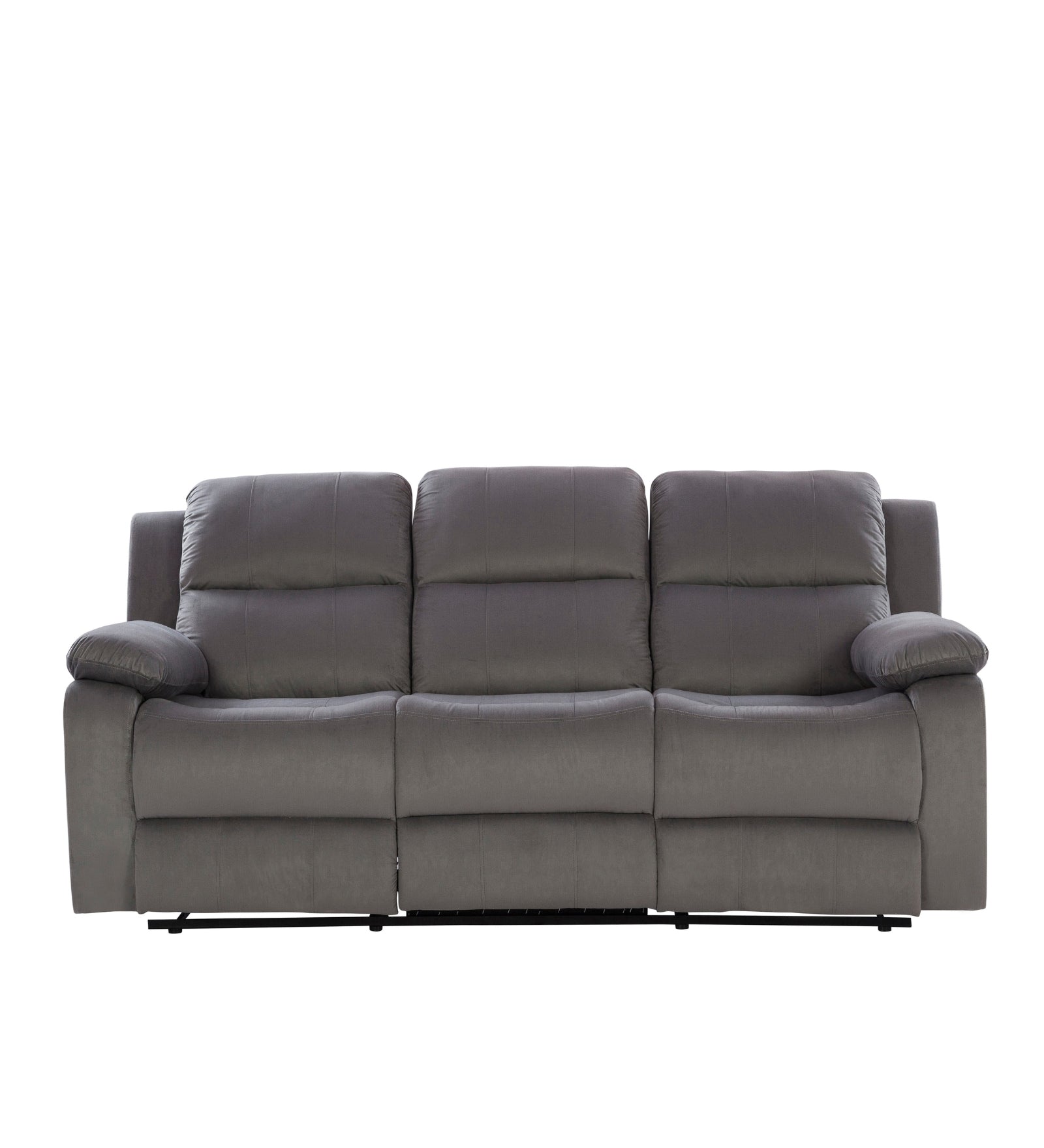 Newton 3 Seater Motorized Velvet Recliner - Concrete Grey - Clear View by Febonic Living