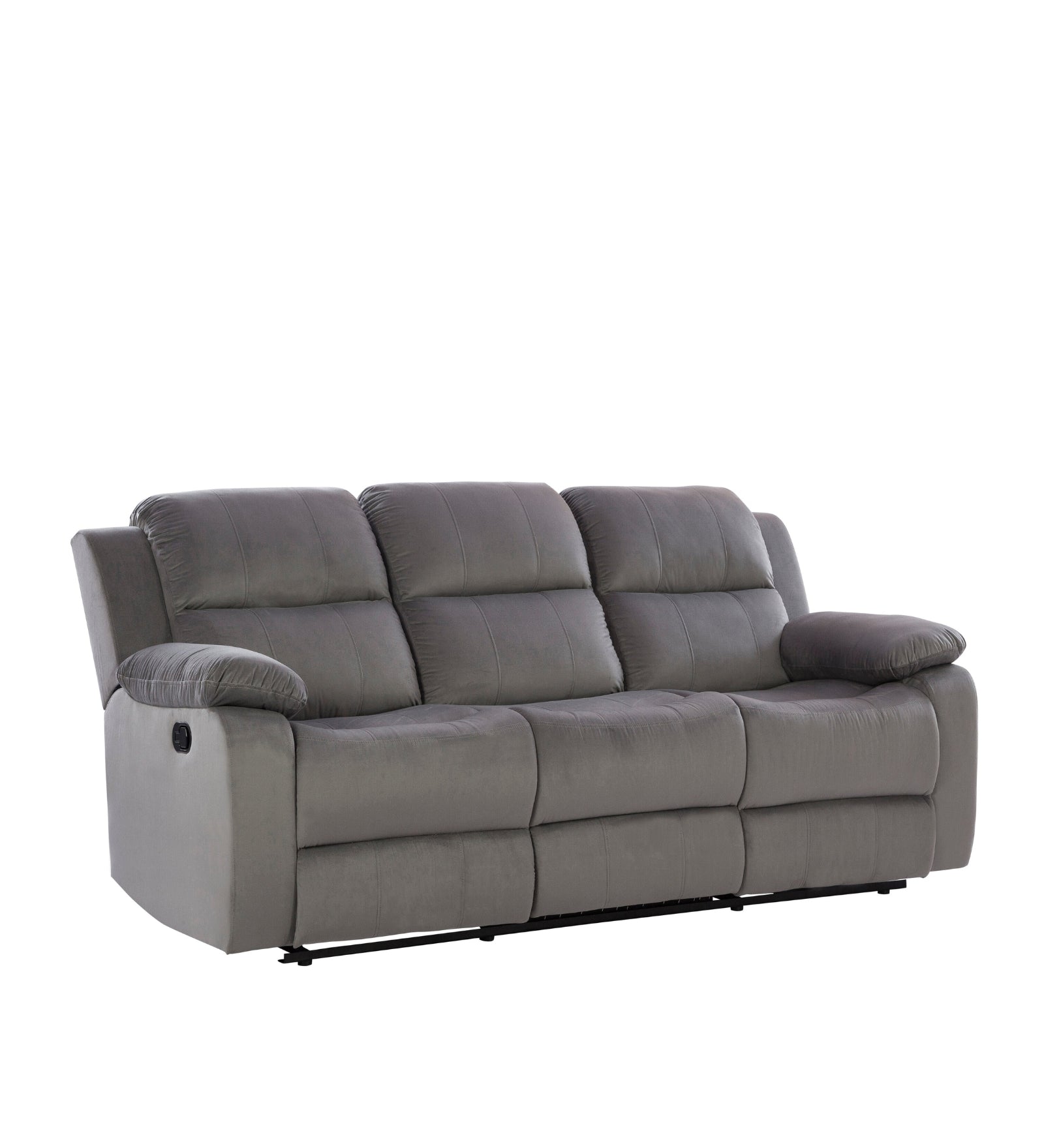 Newton 3 Seater Motorized Velvet Recliner - Concrete Grey - Slant View by Febonic Living